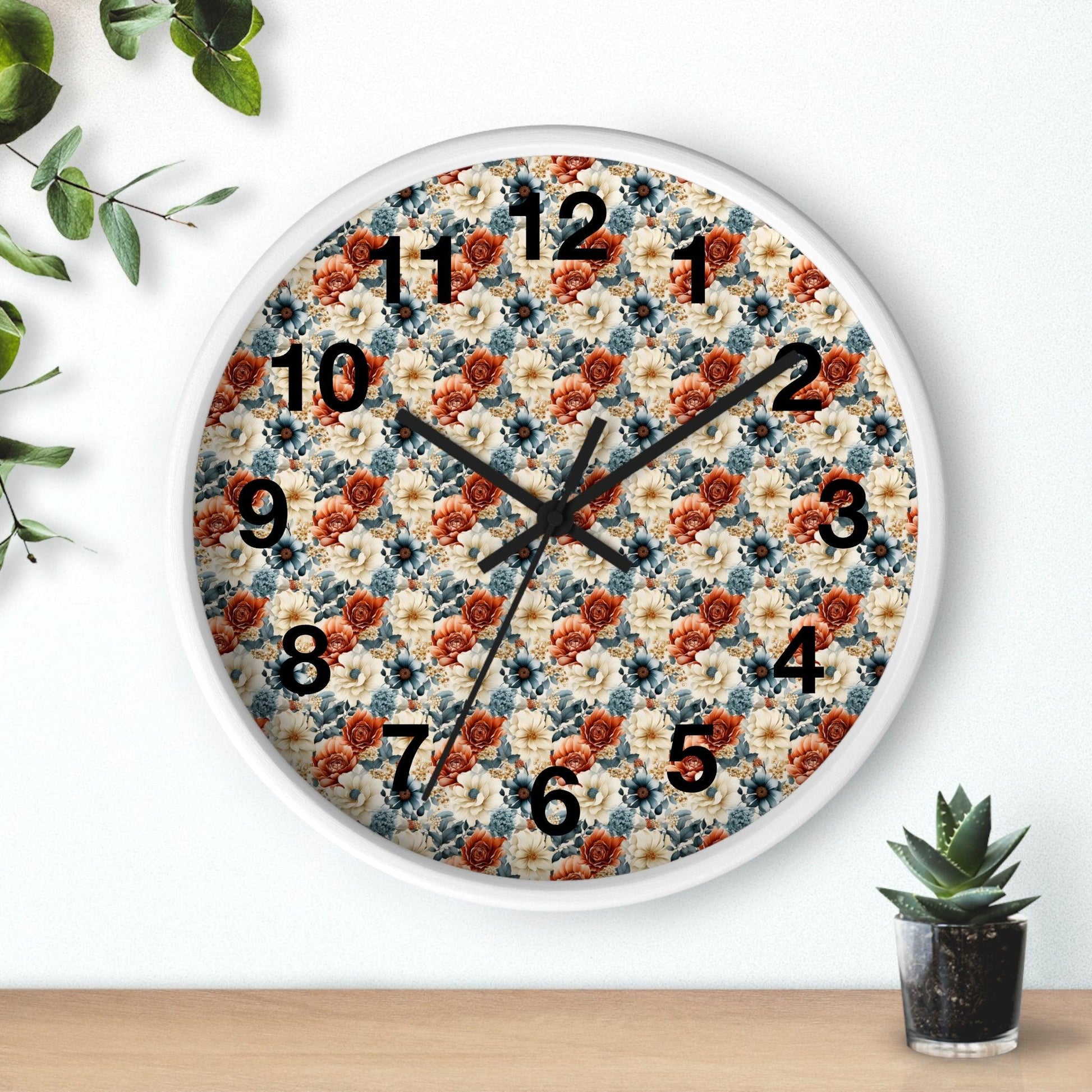 Flower Wall Clock Floral Wall Clock Kids Room Home Decor New Home House Warming Gift New Home Owner, Dorm Room Clock Collage Student Clock - Giftsmojo