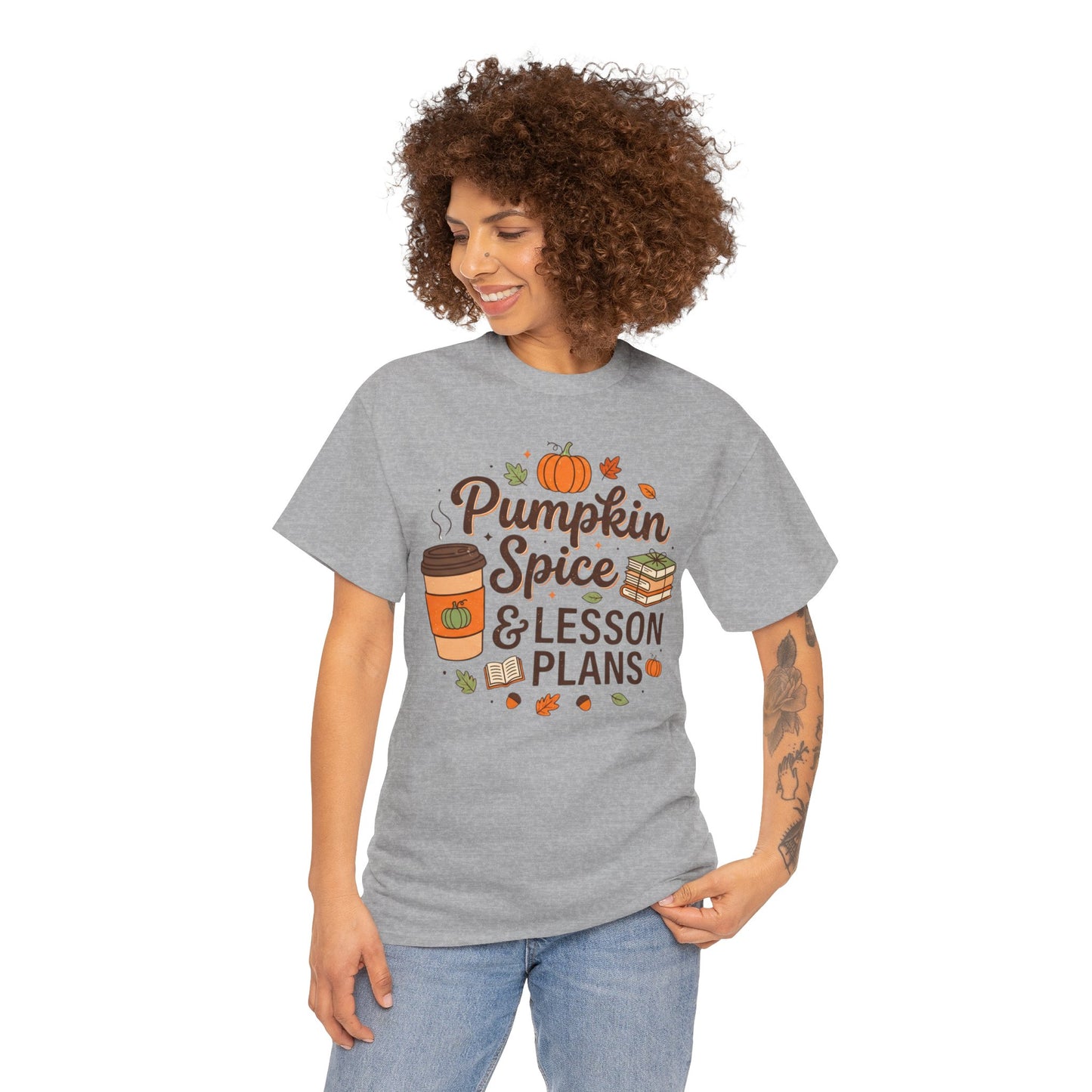 Pumpkin Spice & Lesson Plans Tee — Fall Teacher Coffee Shirt