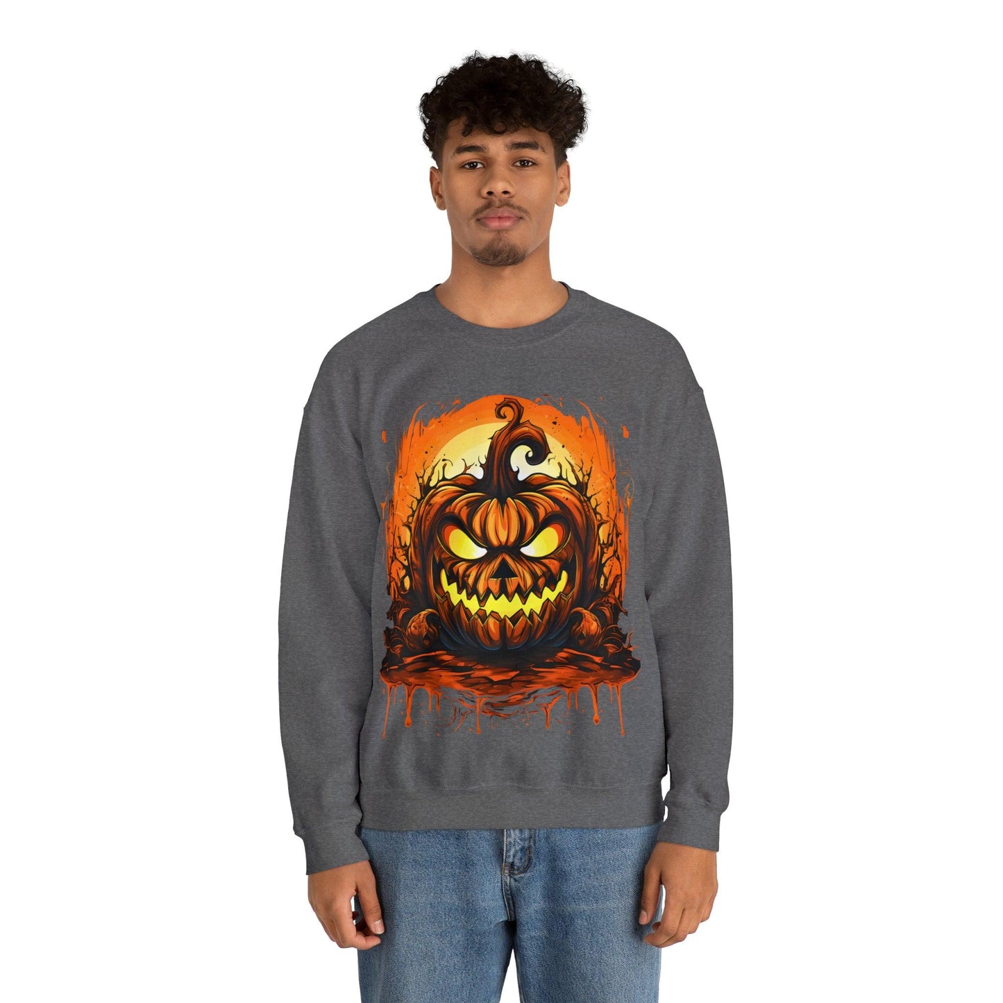 "Scary Jack O' Lantern Retro Halloween Sweatshirt: Elevate Your Halloween Styl - Giftsmojo