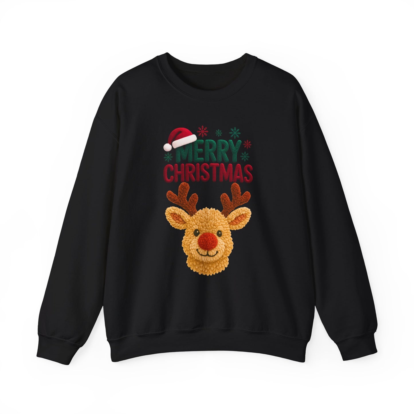 Santa Hat Reindeer Merry Christmas Sweatshirt