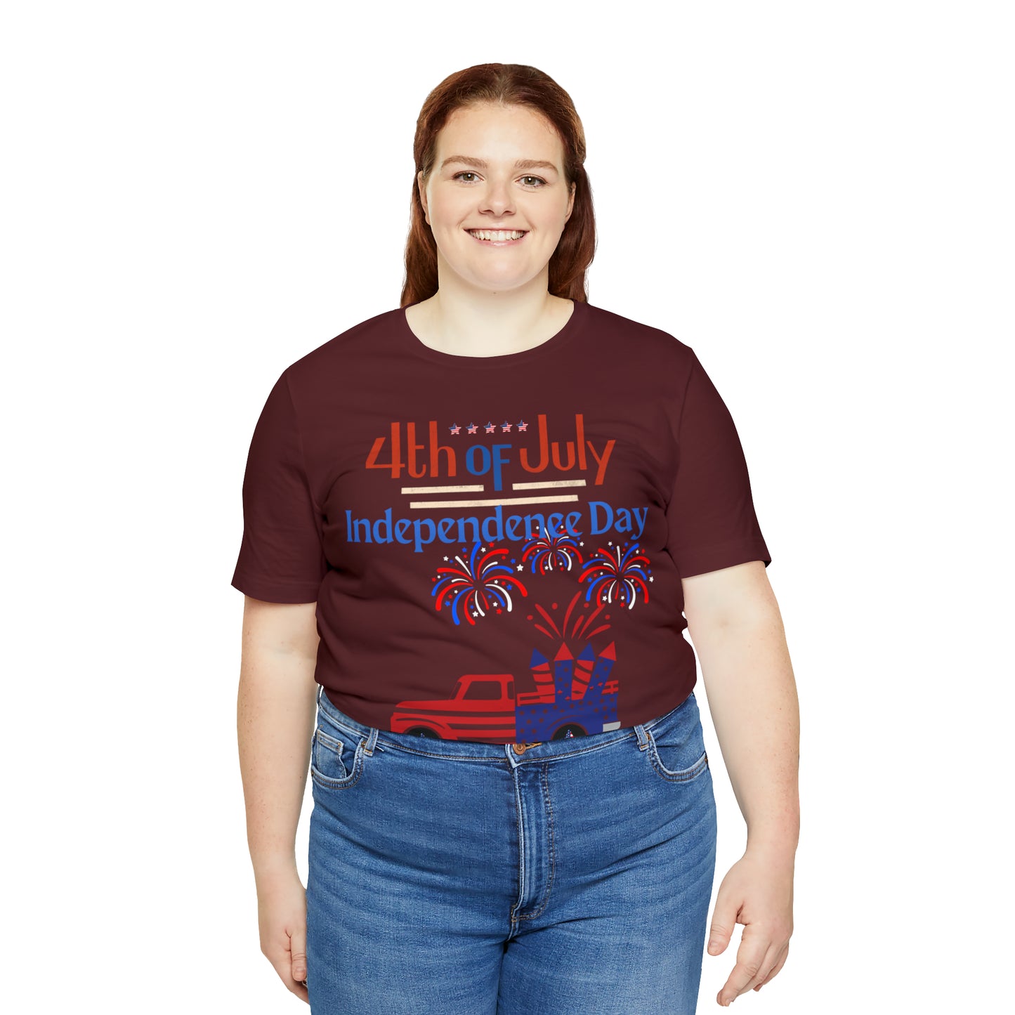 Celebrate Independence with our Patriotic Freedom Shirt! Men and Women's 4th of July Shirt featuring USA Flag, Fireworks, and Joyful Spirit!"