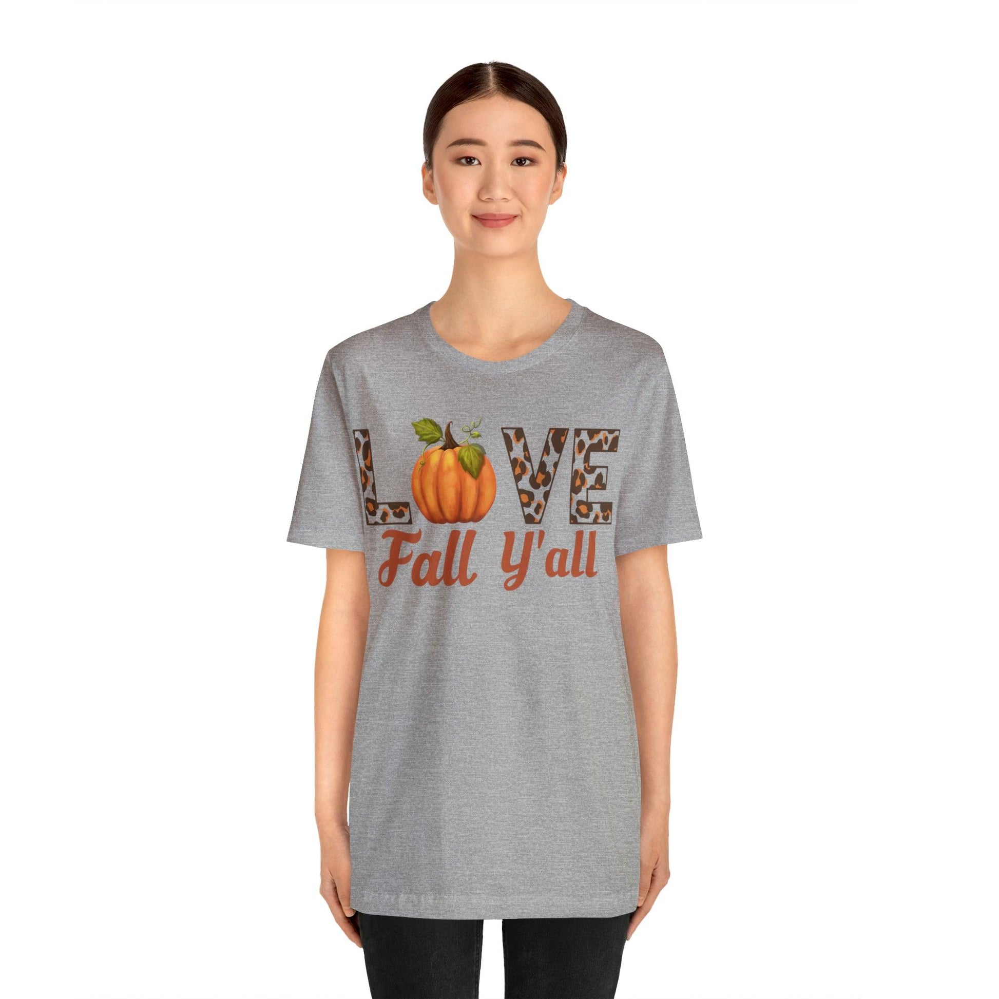 Leopard Print Love Fall Y'all Shirt, Pumpkin Shirt, Fall Shirt for Fall Lover, Fall gift - Giftsmojo