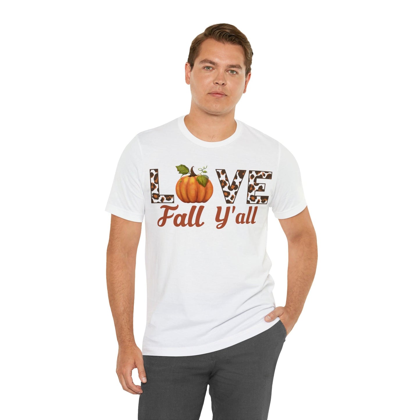 Leopard Print Love Fall Y'all Shirt, Pumpkin Shirt, Fall Shirt for Fall Lover, Fall gift - Giftsmojo