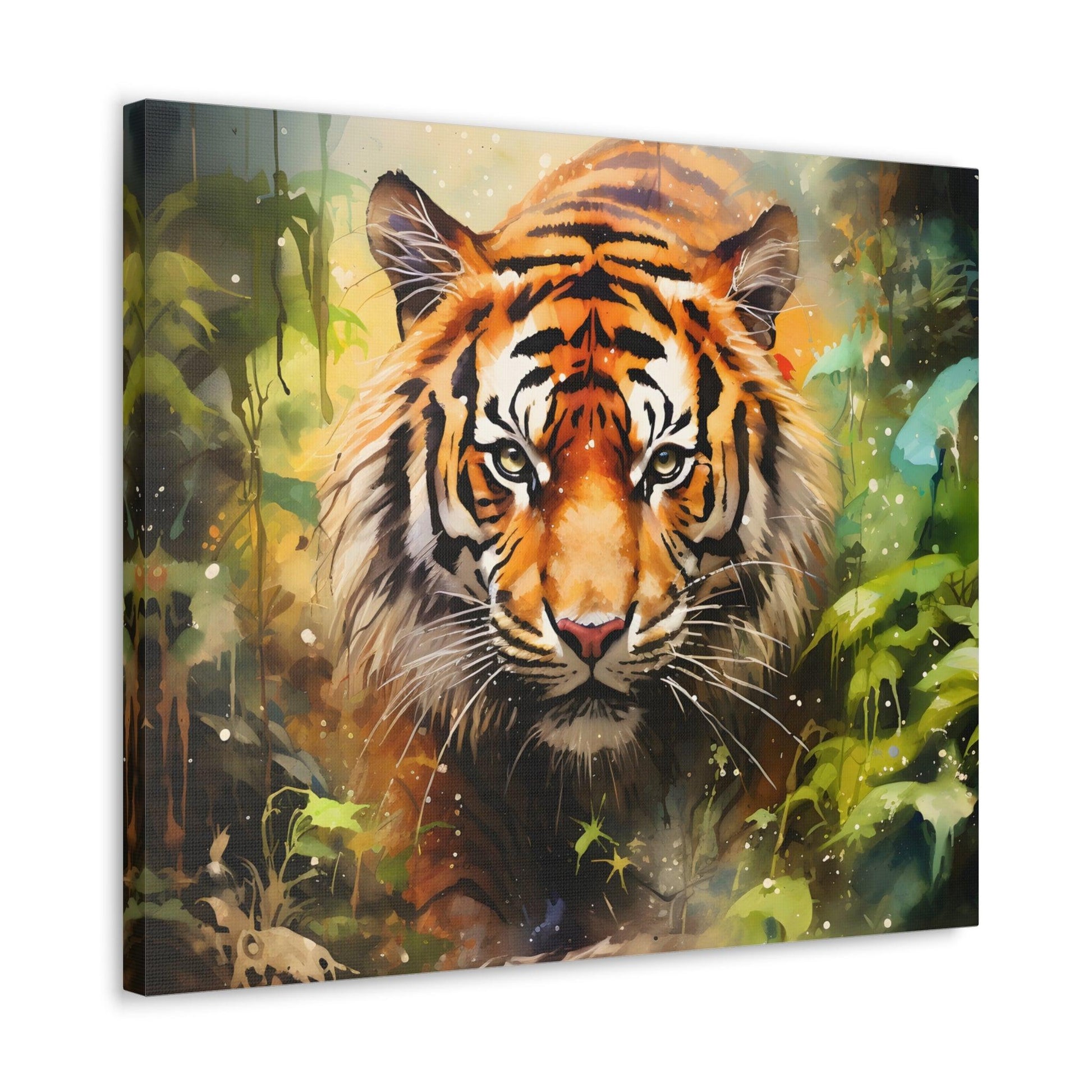 Watercolor Tiger In Nature Art Canvas Gallery Wraps Tiger Print Large Canvas Art Animal Wall Art minimalist Wall Art Lover Gift - Giftsmojo