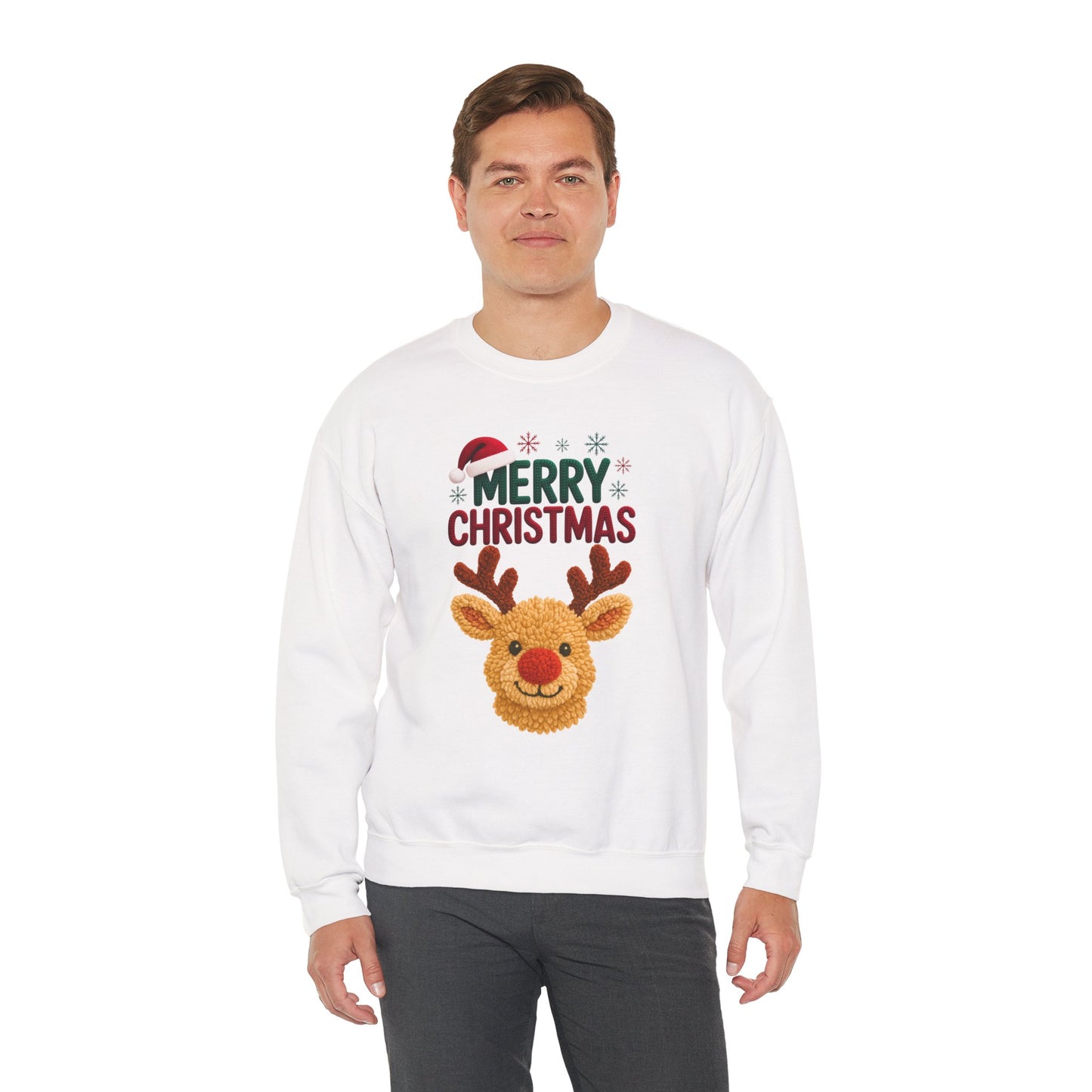 Santa Hat Reindeer Merry Christmas Sweatshirt
