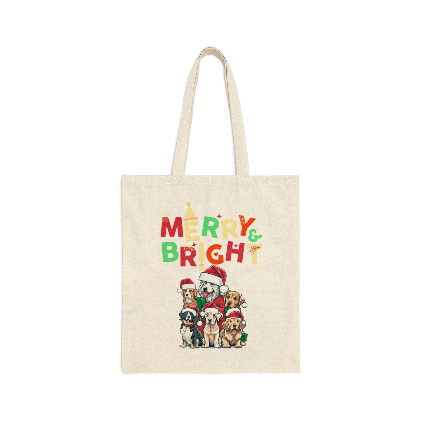Christmas Tote Bag Christmas Cotton Canvas Tote Bag Shopping Bag Market Bag Merry and Bright Bag - Giftsmojo