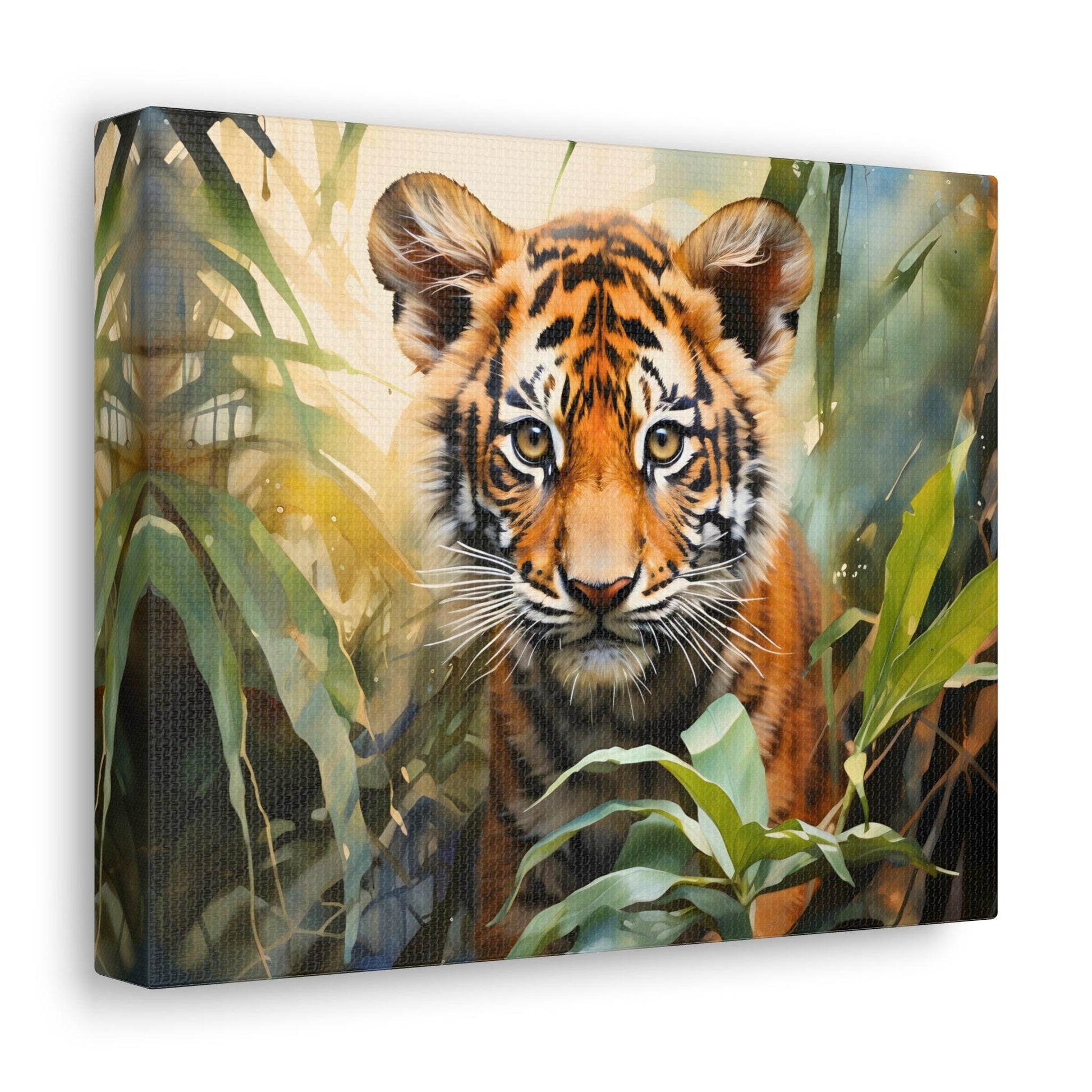 Watercolor Baby Tiger In Nature Art Canvas Gallery Wraps Tiger Print Large Canvas Art Animal Wall Art minimalist Wall Art Lover Gift - Giftsmojo