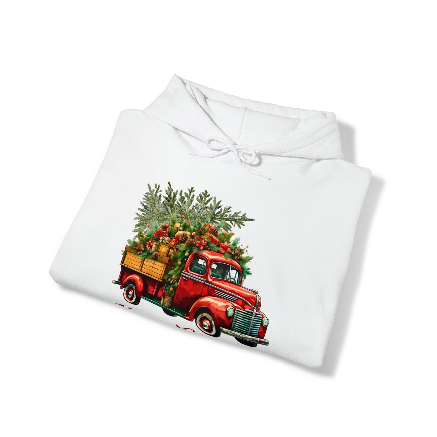 Christmas Tree Truck Hooded Sweatshirt Christmas Truck Sweatshirt Christmas Sweater Truck Pullover Christmas Tree Sweat Pine Tree Pullover - Giftsmojo