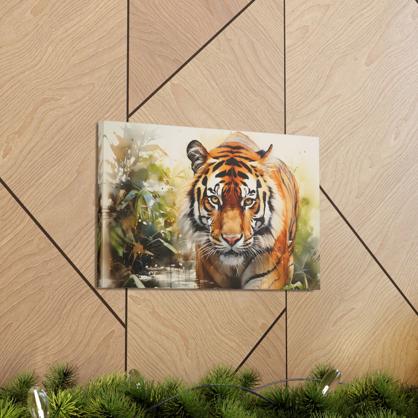 Watercolor Tiger In Nature Art Canvas Gallery Wraps Tiger Print Large Canvas Art Animal Wall Art minimalist Wall Art Lover Gift