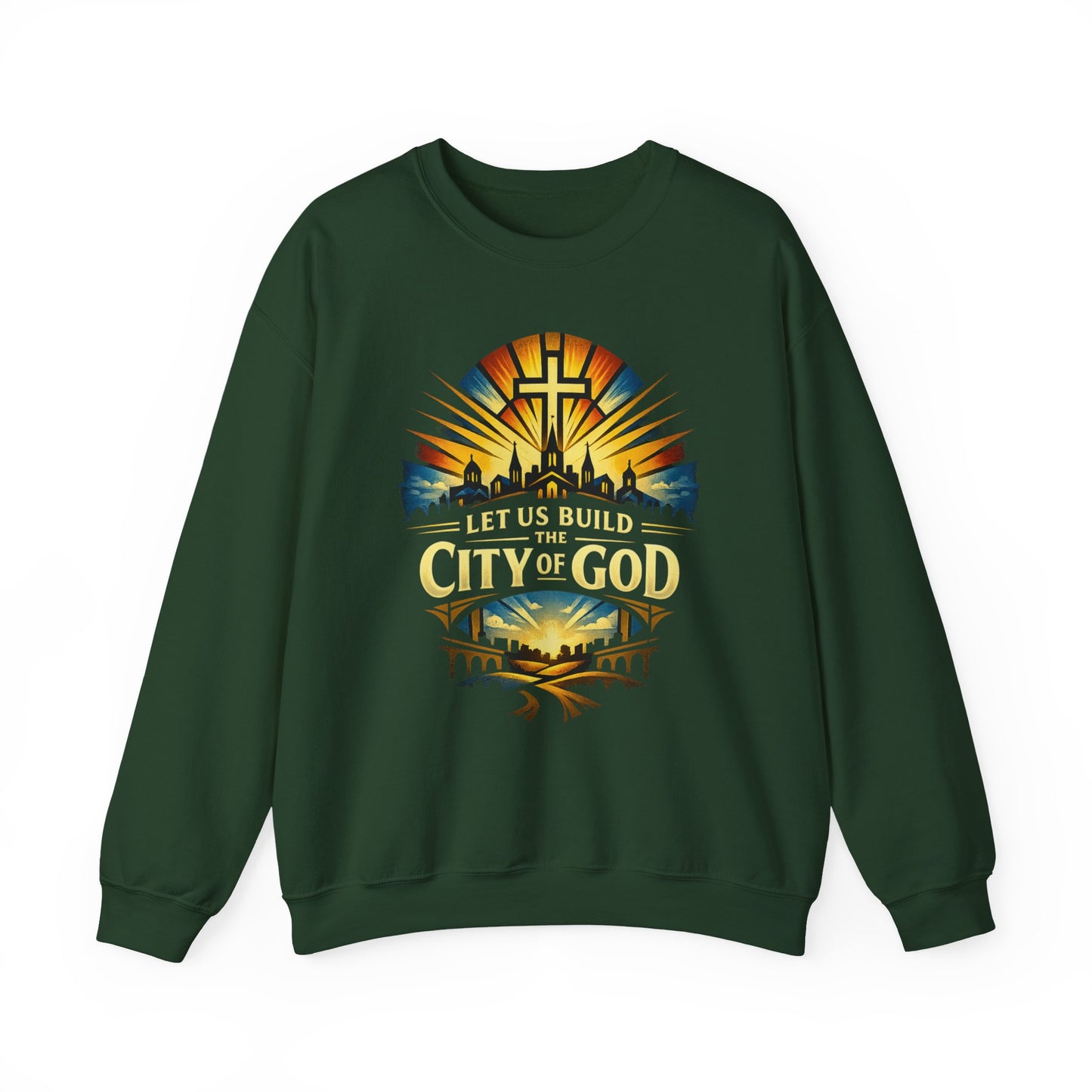 Build the City of God Crewneck Sweatshirt — Christian Faith Graphic Sweatshirt