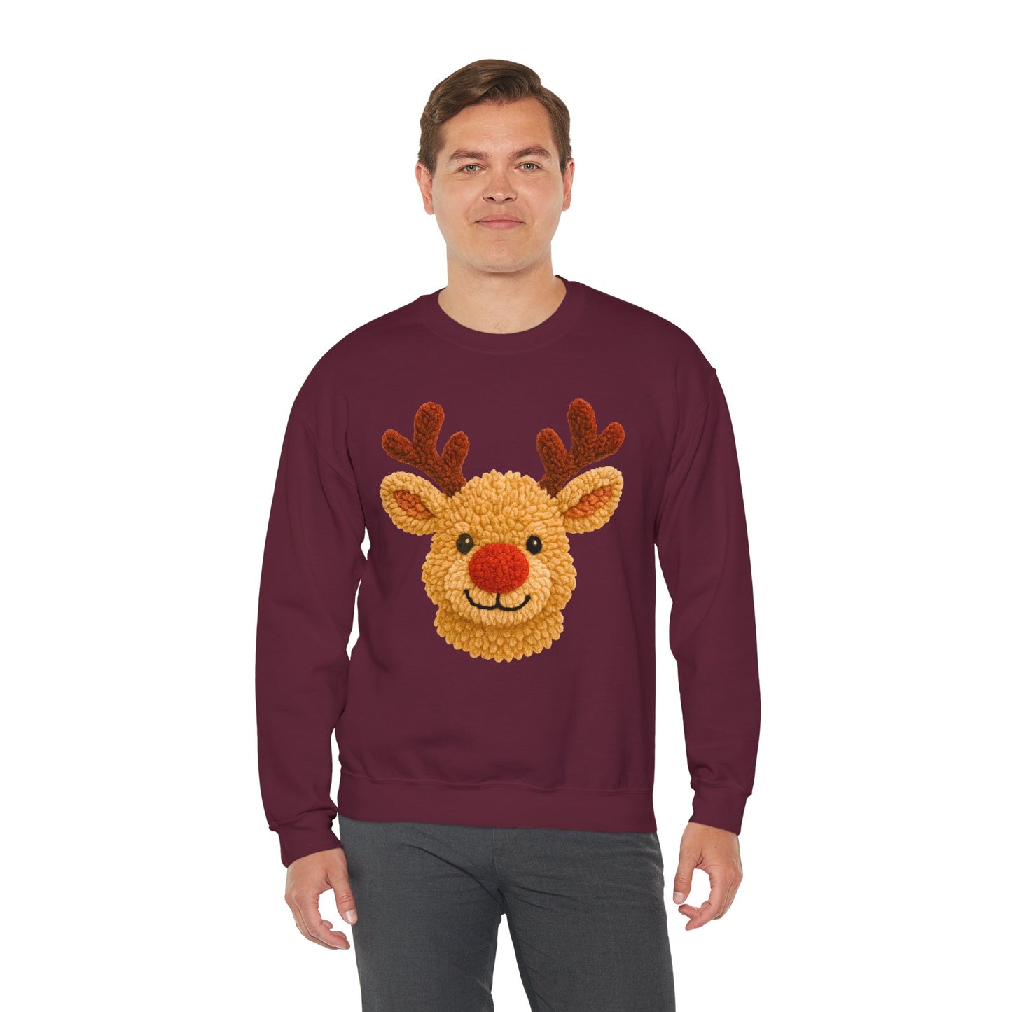 Reindeer Christmas Sweatshirt Unisex Fleece Crew | GiftsMojo