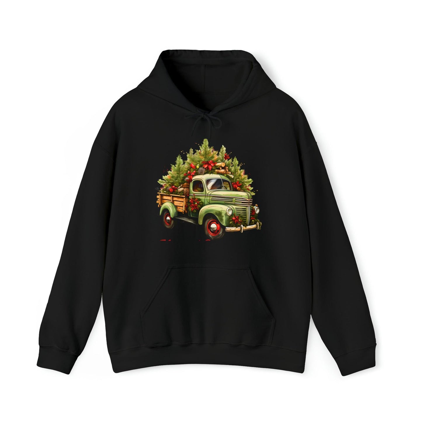 Christmas Tree Truck Hooded Sweatshirt Christmas Truck Sweatshirt Christmas Sweater Truck Pullover Christmas Tree Sweat Pine Tree Pullover - Giftsmojo