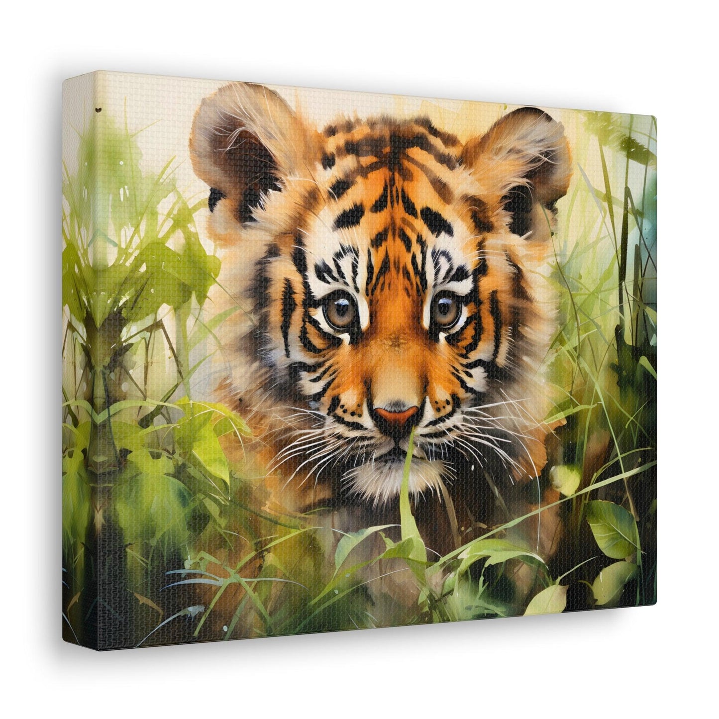 Watercolor Baby Tiger In Nature Art Canvas Gallery Wraps Tiger Print Large Canvas Art Animal Wall Art minimalist Wall Art Lover Gift - Giftsmojo