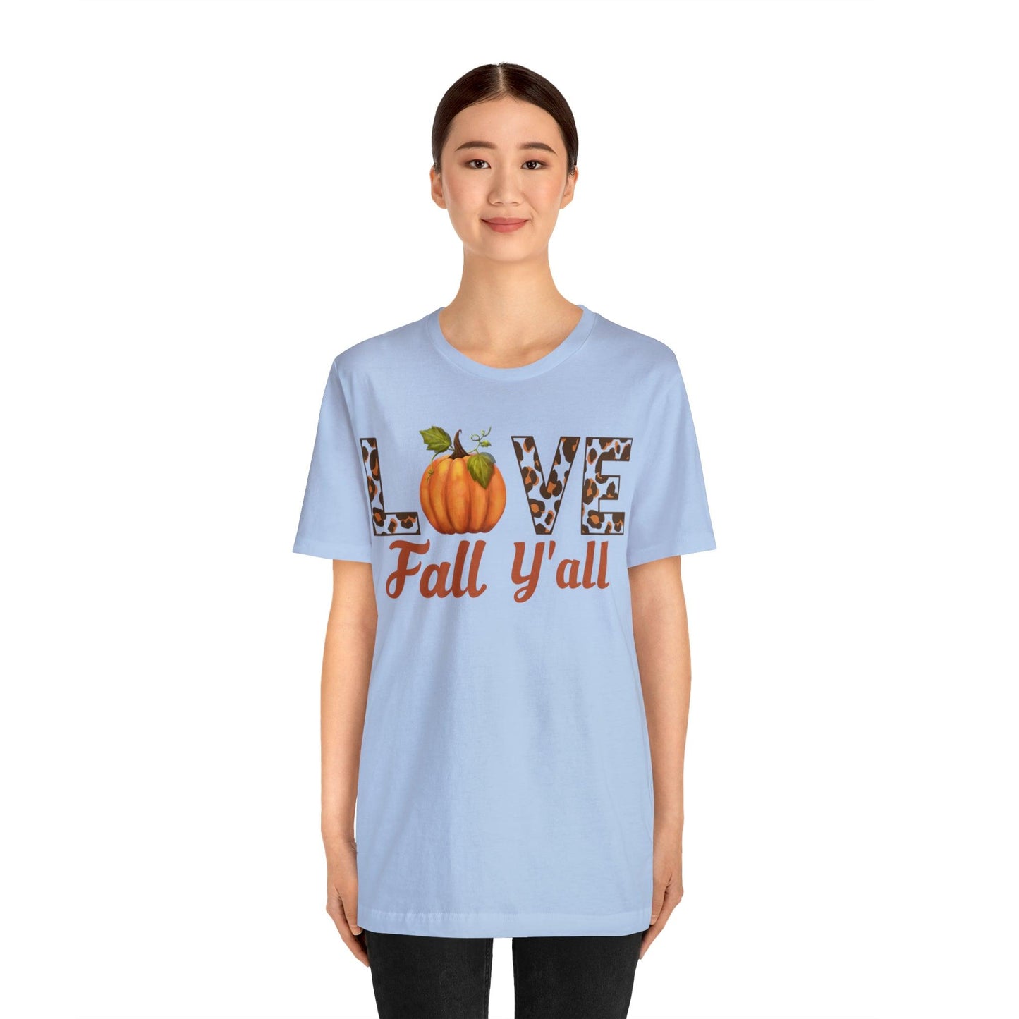 Leopard Print Love Fall Y'all Shirt, Pumpkin Shirt, Fall Shirt for Fall Lover, Fall gift - Giftsmojo