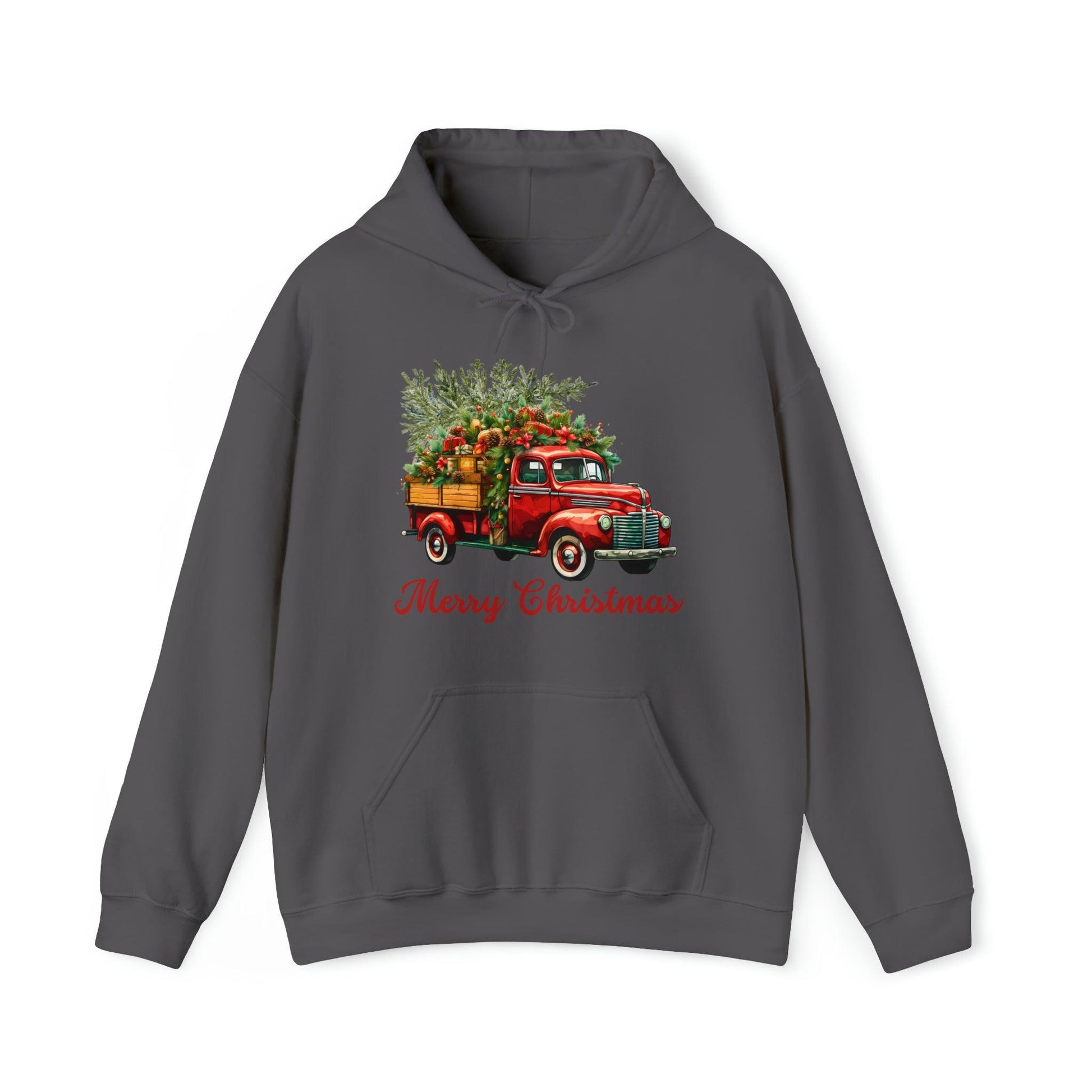 Christmas Tree Truck Hooded Sweatshirt Christmas Truck Sweatshirt Christmas Sweater Truck Pullover Christmas Tree Sweat Pine Tree Pullover - Giftsmojo