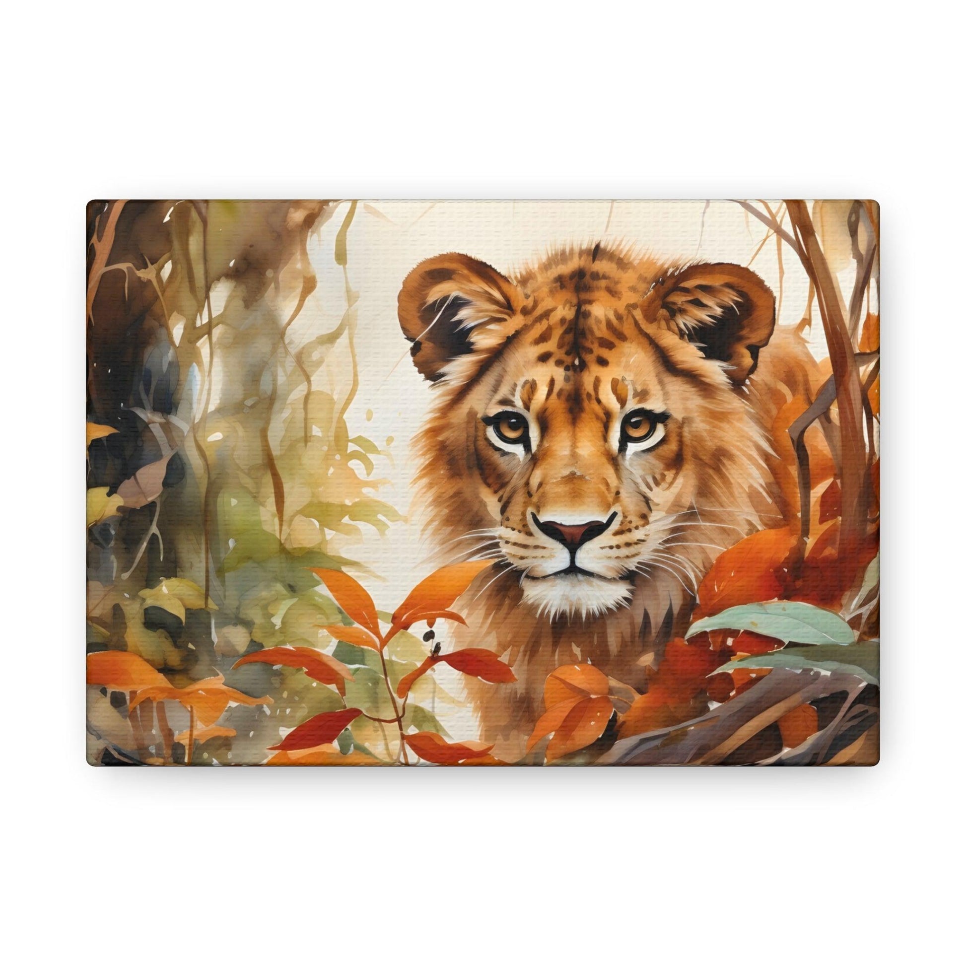 Watercolor Baby Lion In Nature Art Canvas Gallery Wraps Baby Lion Print Large Canvas Art Animal Wall Art minimalist Wall Art Lover Gift - Giftsmojo