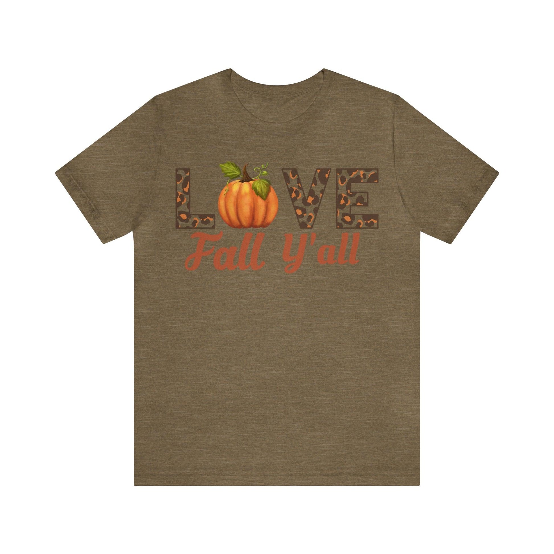 Leopard Print Love Fall Y'all Shirt, Pumpkin Shirt, Fall Shirt for Fall Lover, Fall gift - Giftsmojo