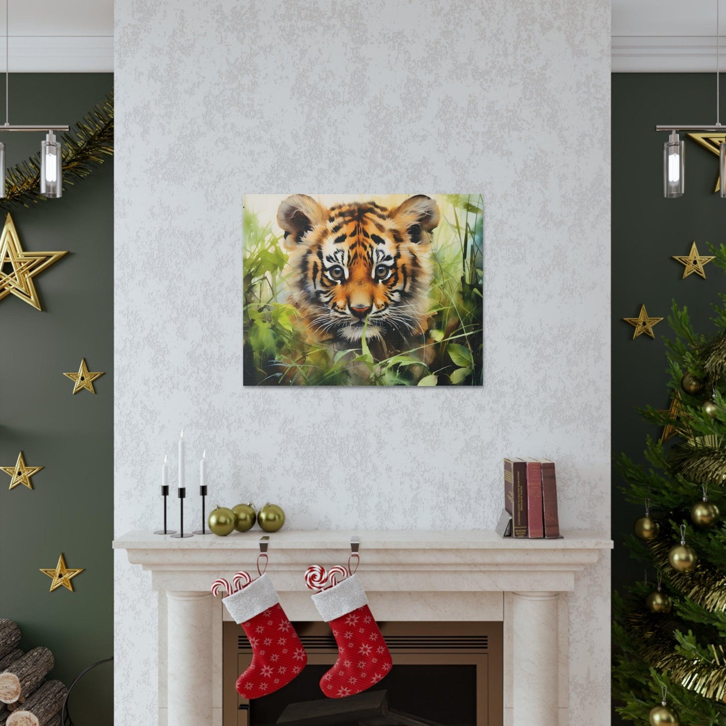 Watercolor Baby Tiger In Nature Art Canvas Gallery Wraps Tiger Print Large Canvas Art Animal Wall Art minimalist Wall Art Lover Gift - Giftsmojo