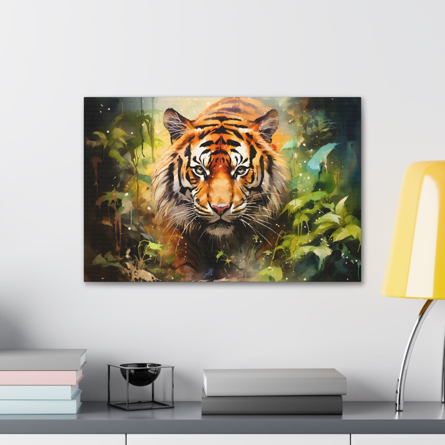 Watercolor Tiger In Nature Art Canvas Gallery Wraps Tiger Print Large Canvas Art Animal Wall Art minimalist Wall Art Lover Gift