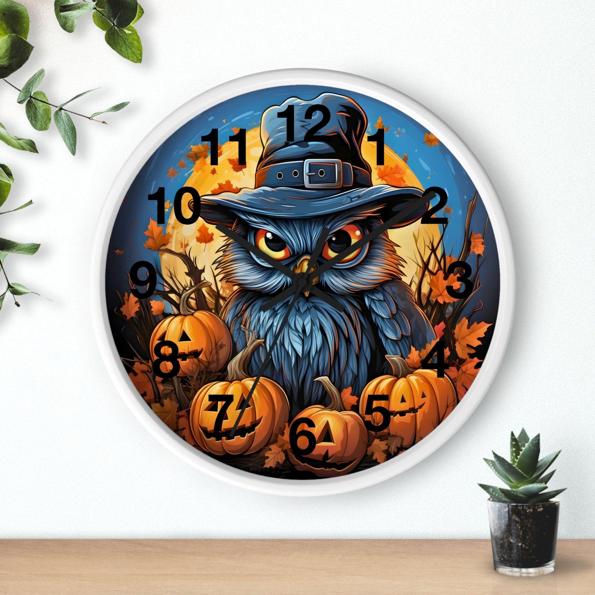 Happy HALLOTHANKSMAS Wall Clock Halloween Wall Clocks Thanksgiving Clock Fall Clock Halloween Decor - Giftsmojo