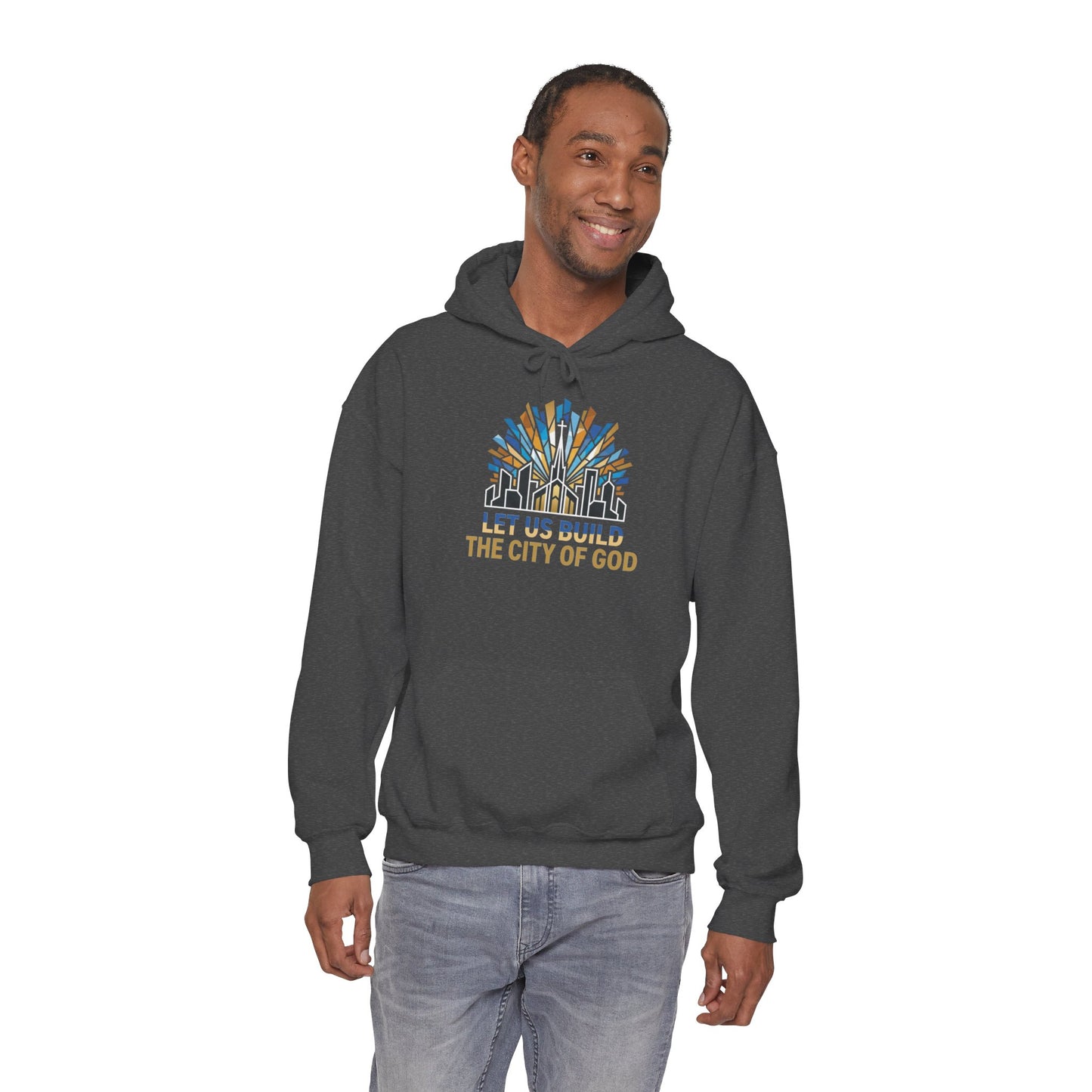 City of God Hoodie — "Let Us Build" Christian Faith Graphic Hoodie