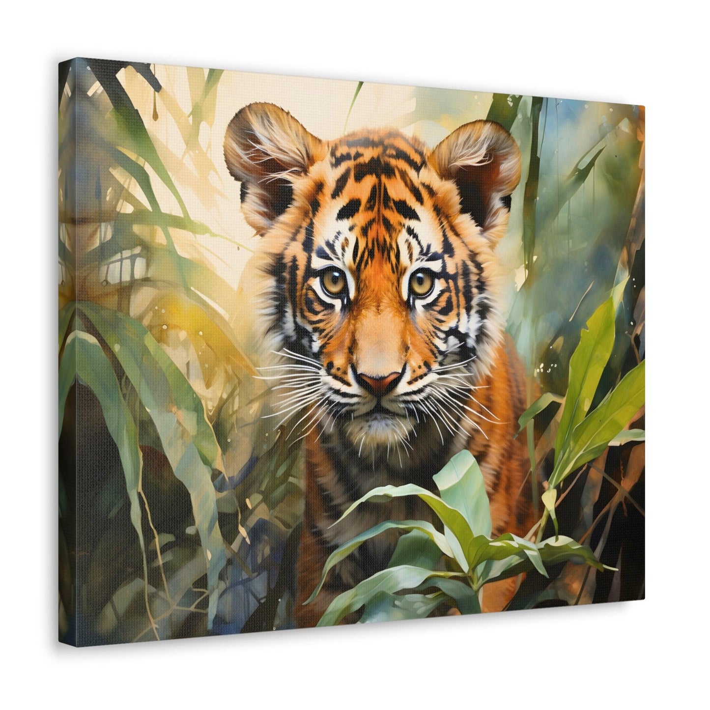 Watercolor Baby Tiger In Nature Art Canvas Gallery Wraps Tiger Print Large Canvas Art Animal Wall Art minimalist Wall Art Lover Gift - Giftsmojo