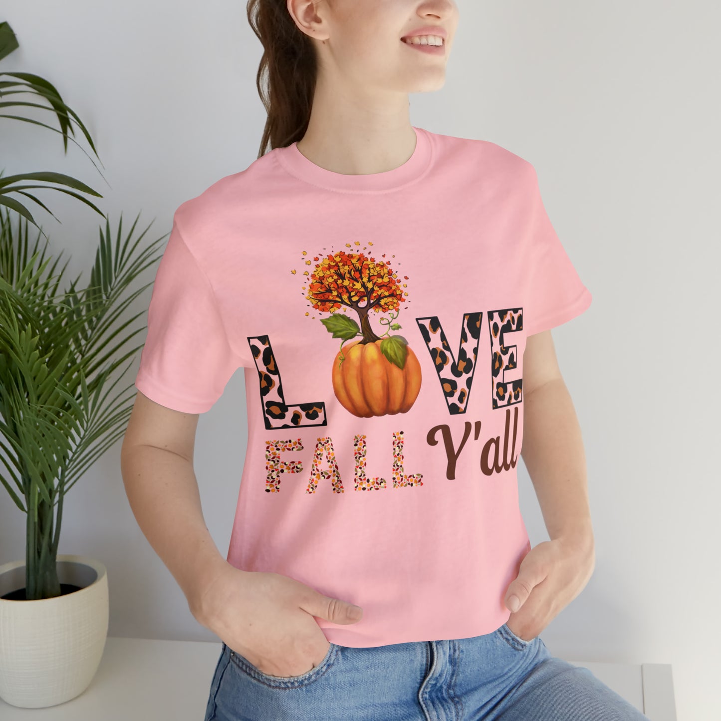 Leopard Print Love Fall Y'all shirt, Autumn Shirt, Fall shirt, Fall Gift