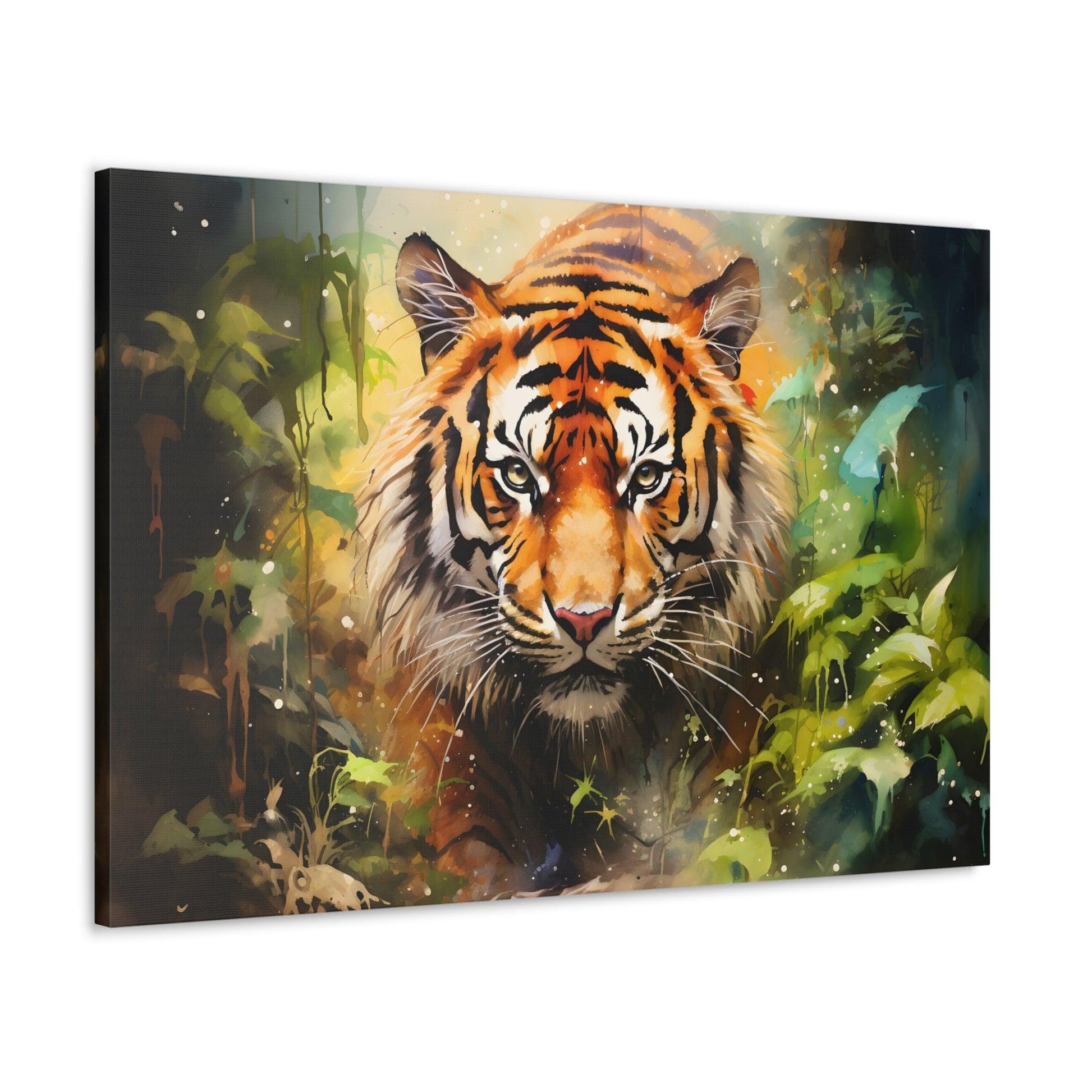 Watercolor Tiger In Nature Art Canvas Gallery Wraps Tiger Print Large Canvas Art Animal Wall Art minimalist Wall Art Lover Gift - Giftsmojo