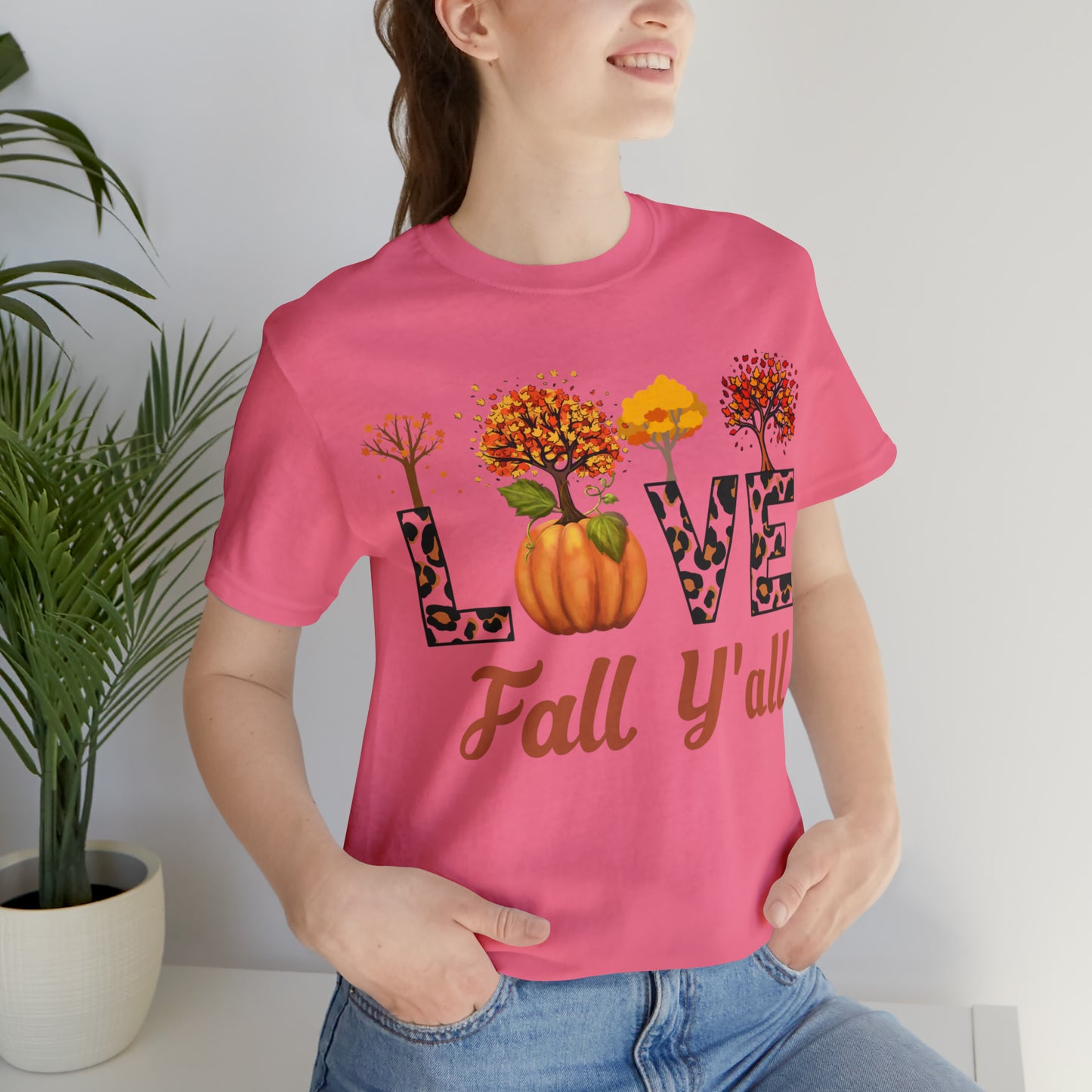 Leopard Print Love Fall Y'all, Fall shirt, Fall lover gift, Nature lover gift.