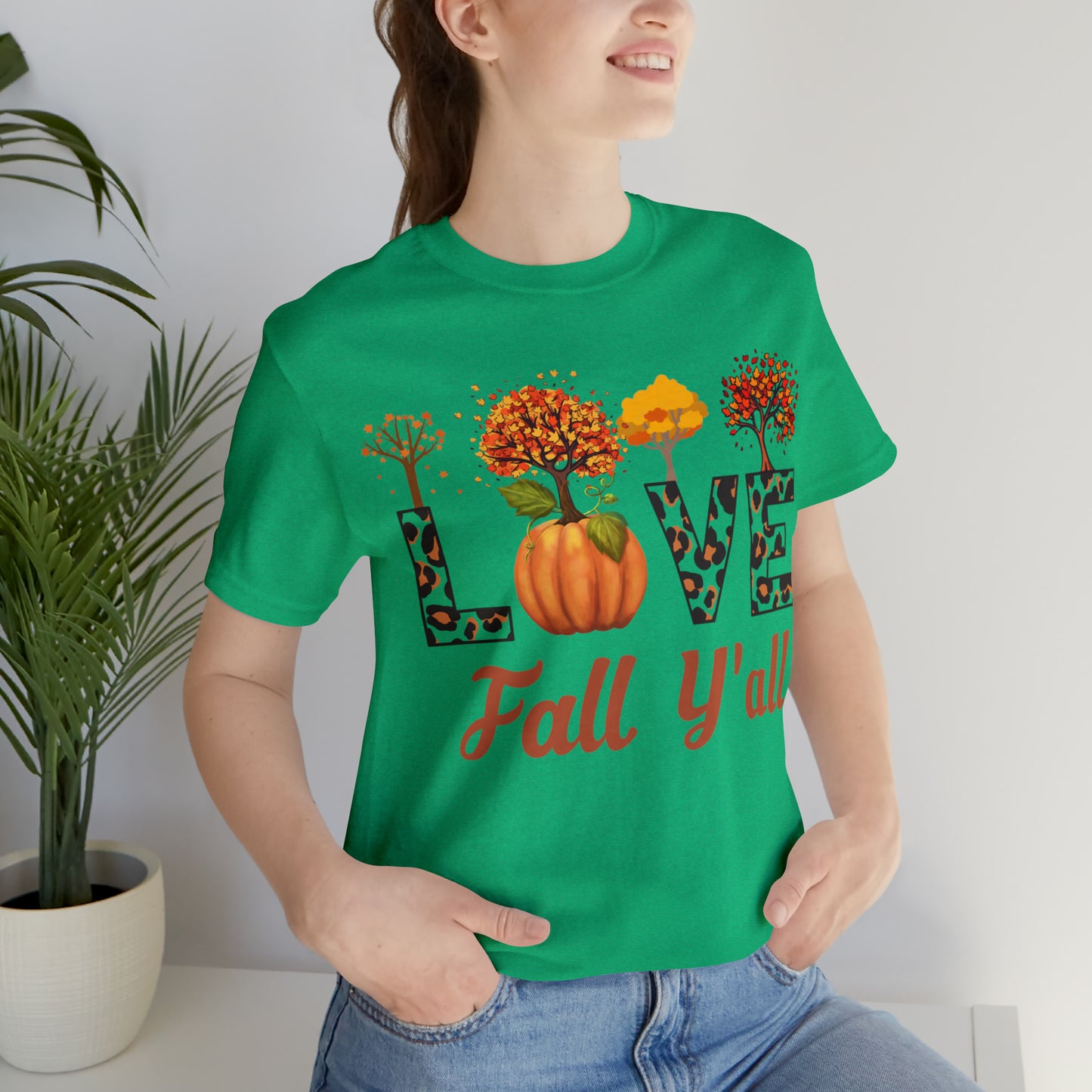 Leopard Print Love Fall Y'all, Fall shirt, Fall lover gift, Nature lover gift.