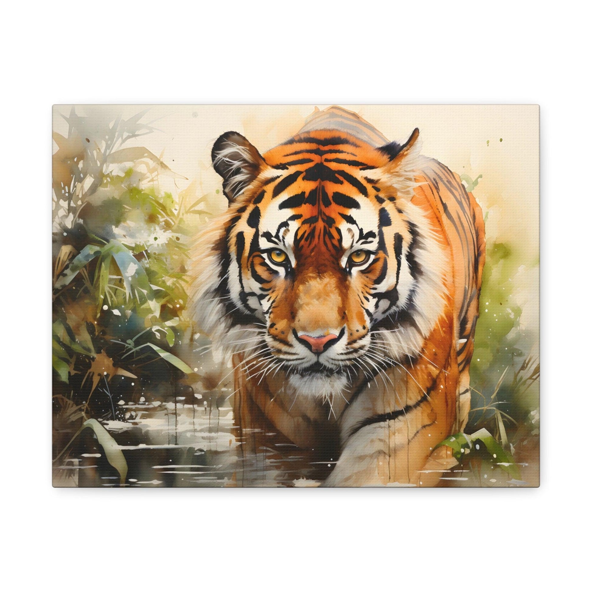 Watercolor Tiger In Nature Art Canvas Gallery Wraps Tiger Print Large Canvas Art Animal Wall Art minimalist Wall Art Lover Gift - Giftsmojo