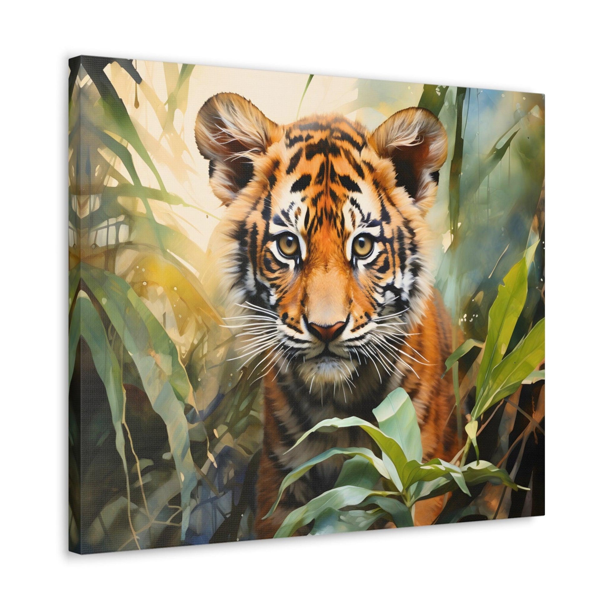 Watercolor Baby Tiger In Nature Art Canvas Gallery Wraps Tiger Print Large Canvas Art Animal Wall Art minimalist Wall Art Lover Gift - Giftsmojo