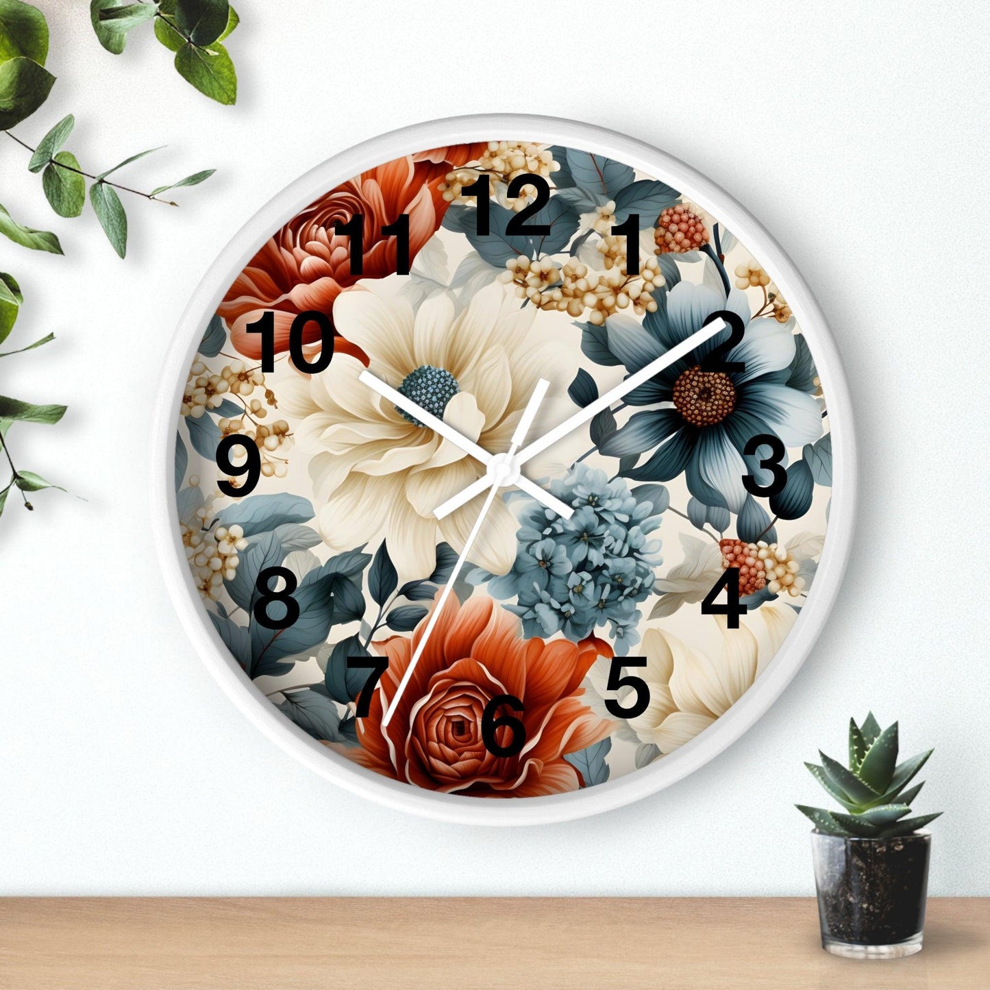 Flower Wall Clock Floral Wall Clock Kids Room Home Decor New Home House Warming Gift New Home Owner, Dorm Room Clock Collage Student Clock - Giftsmojo