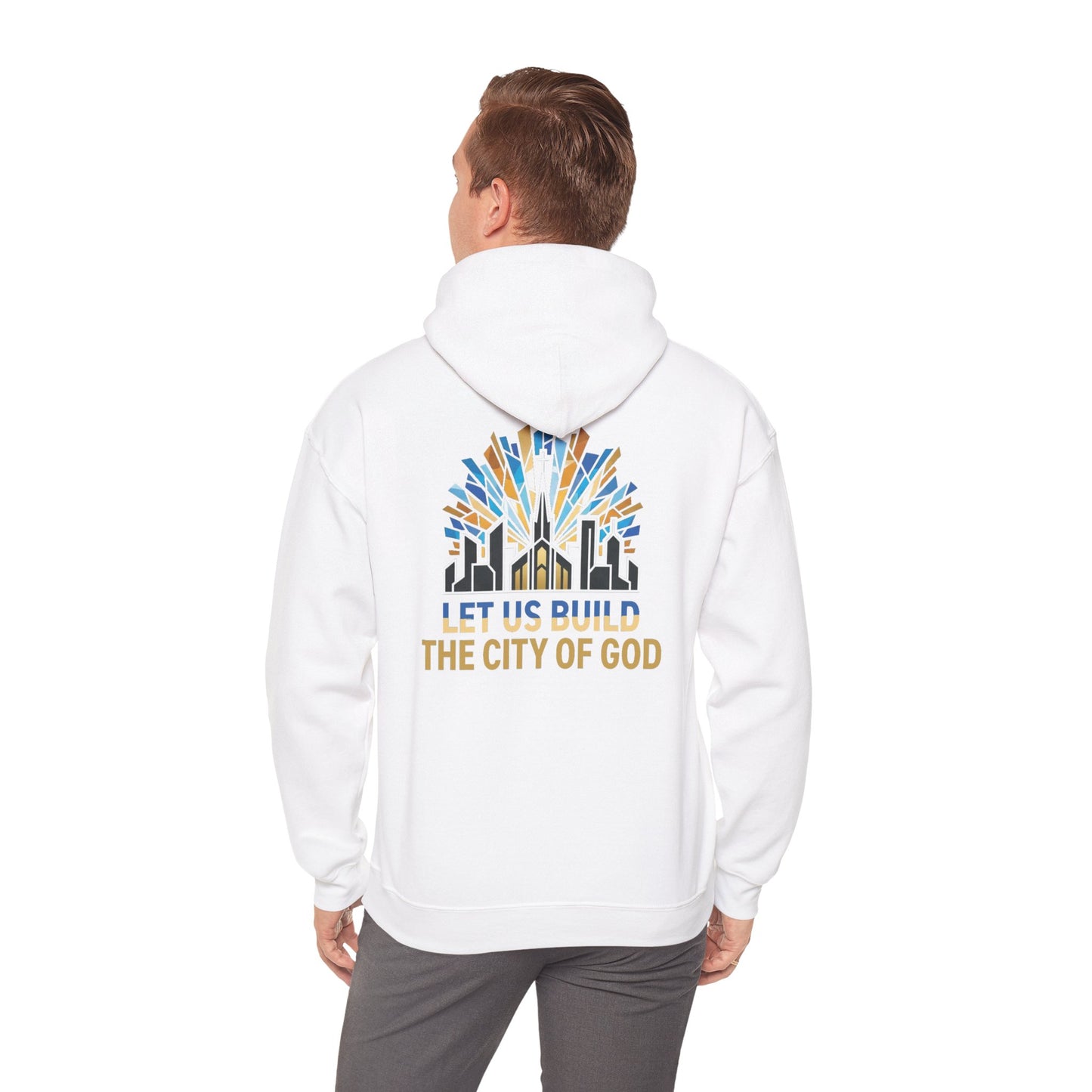 City of God Hoodie — "Let Us Build" Christian Faith Graphic Hoodie
