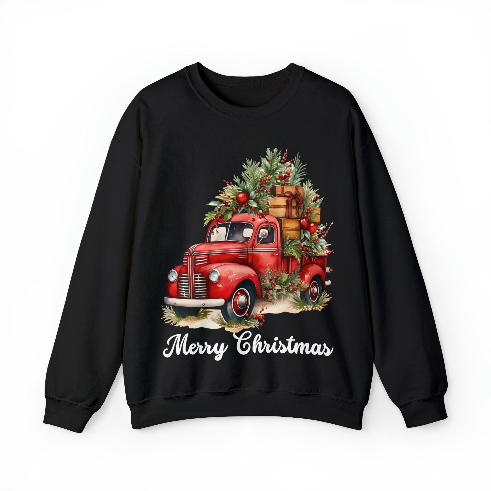 Sweater with red hot sale truck and christmas tree