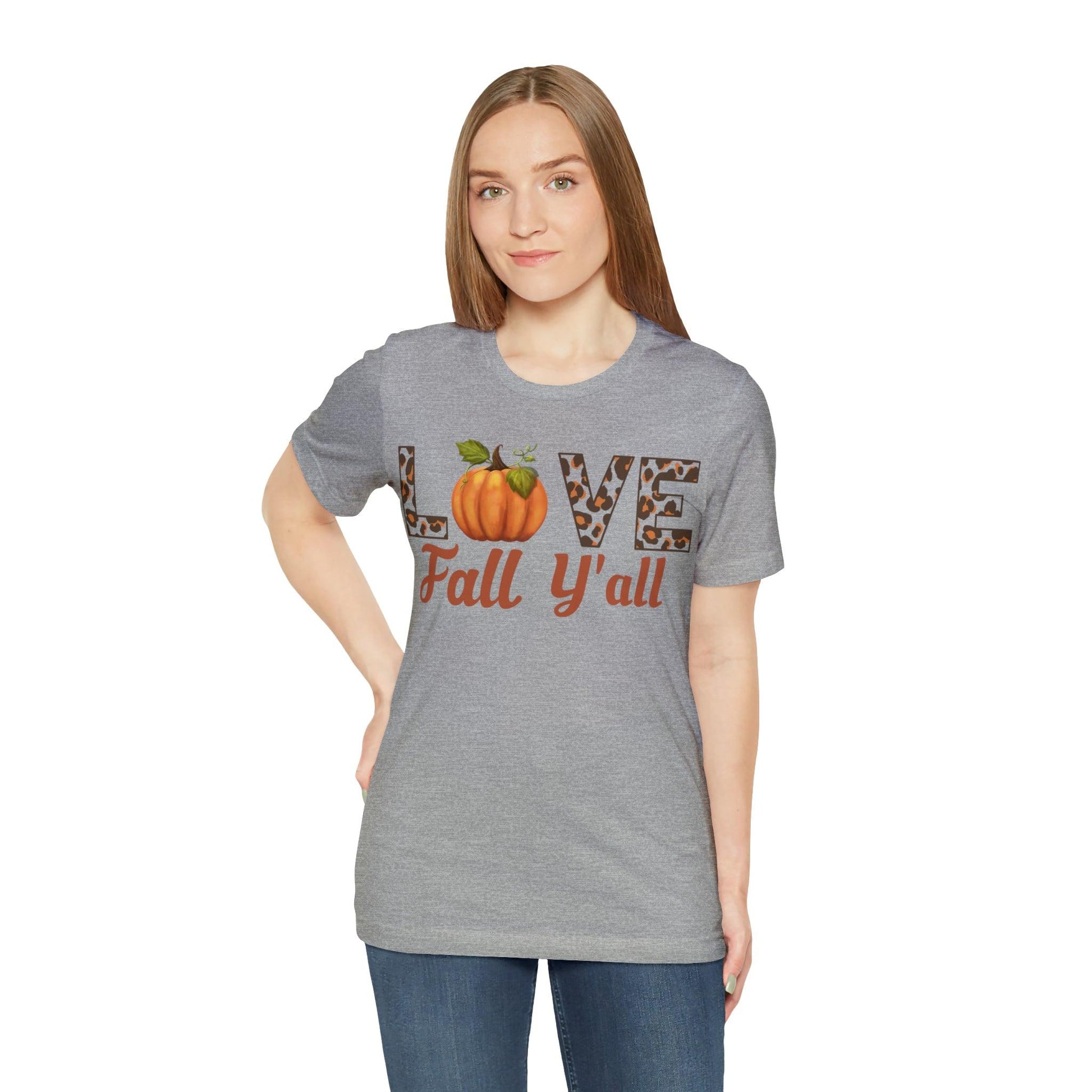 Leopard Print Love Fall Y'all Shirt, Pumpkin Shirt, Fall Shirt for Fall Lover, Fall gift - Giftsmojo