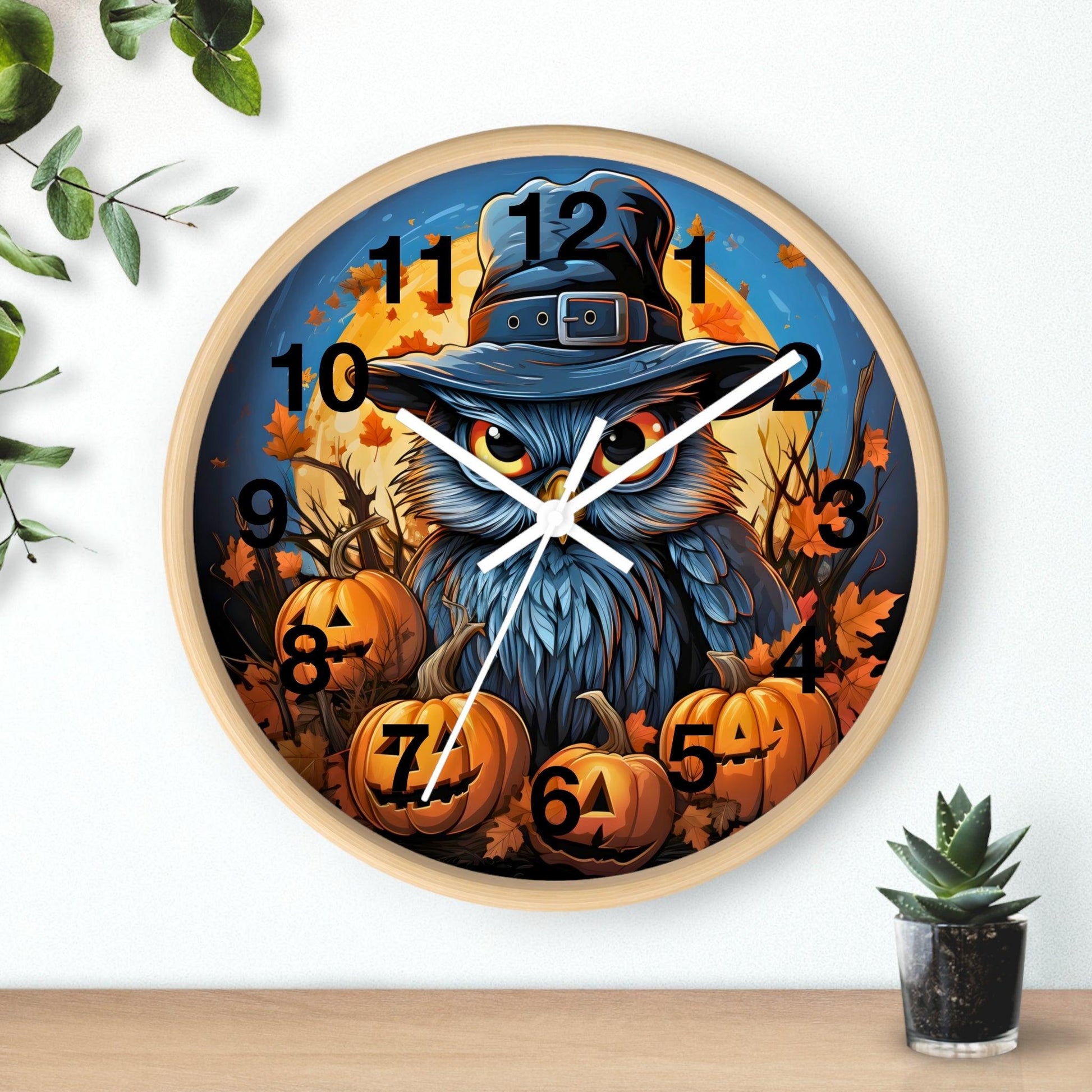 Happy HALLOTHANKSMAS Wall Clock Halloween Wall Clocks Thanksgiving Clock Fall Clock Halloween Decor - Giftsmojo