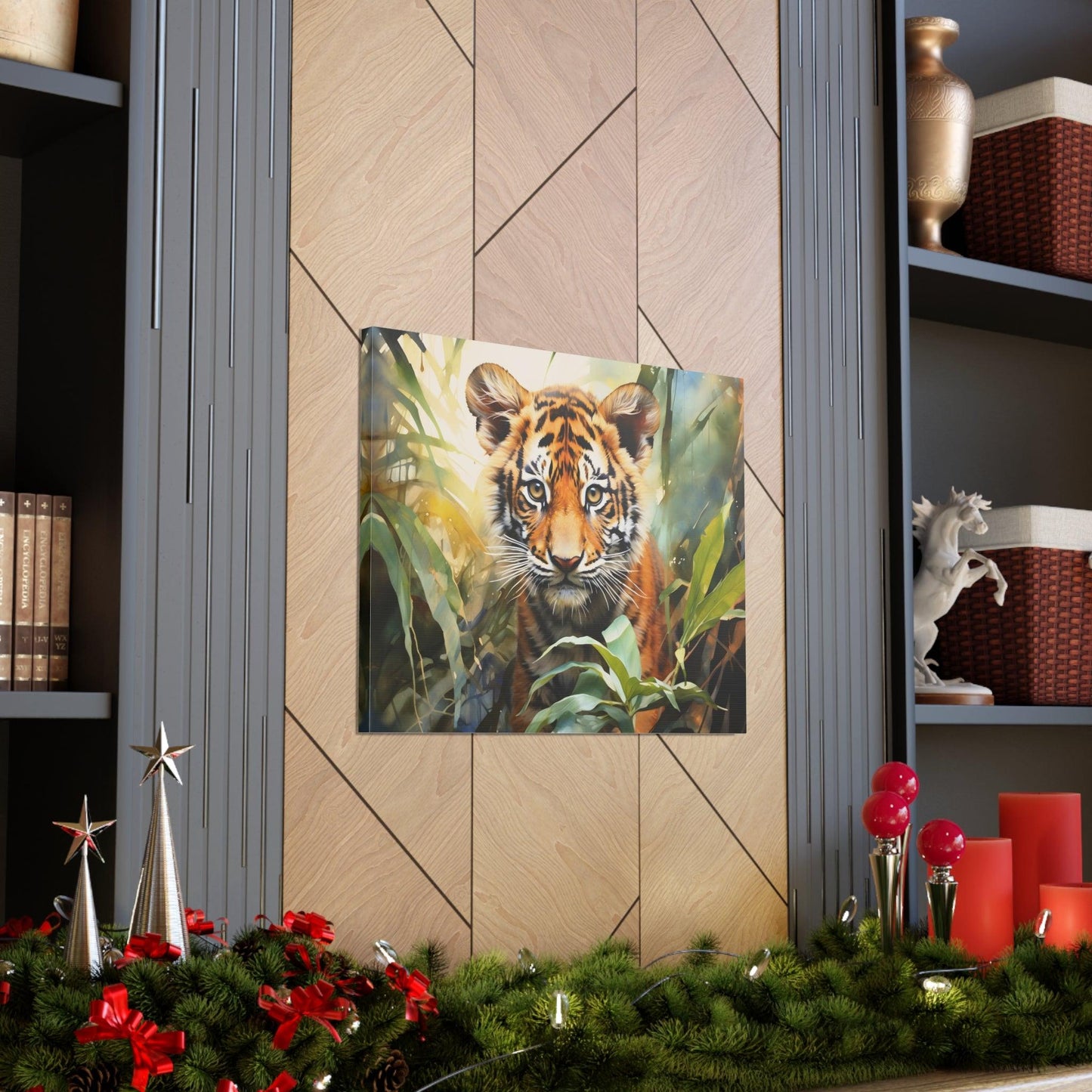 Watercolor Baby Tiger In Nature Art Canvas Gallery Wraps Tiger Print Large Canvas Art Animal Wall Art minimalist Wall Art Lover Gift - Giftsmojo