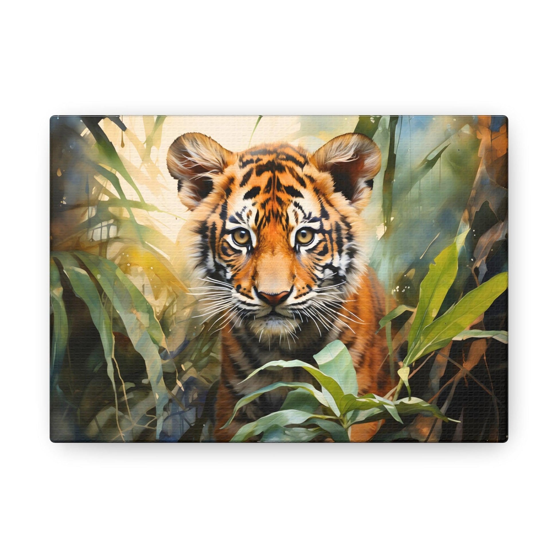 Watercolor Baby Tiger In Nature Art Canvas Gallery Wraps Tiger Print Large Canvas Art Animal Wall Art minimalist Wall Art Lover Gift - Giftsmojo