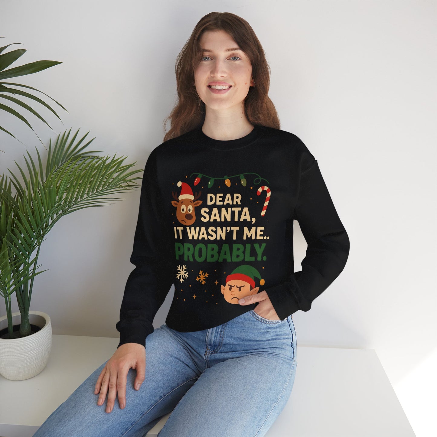 Funny Holiday Unisex Sweatshirt - 'Dear Santa It Wasn't Me' Design