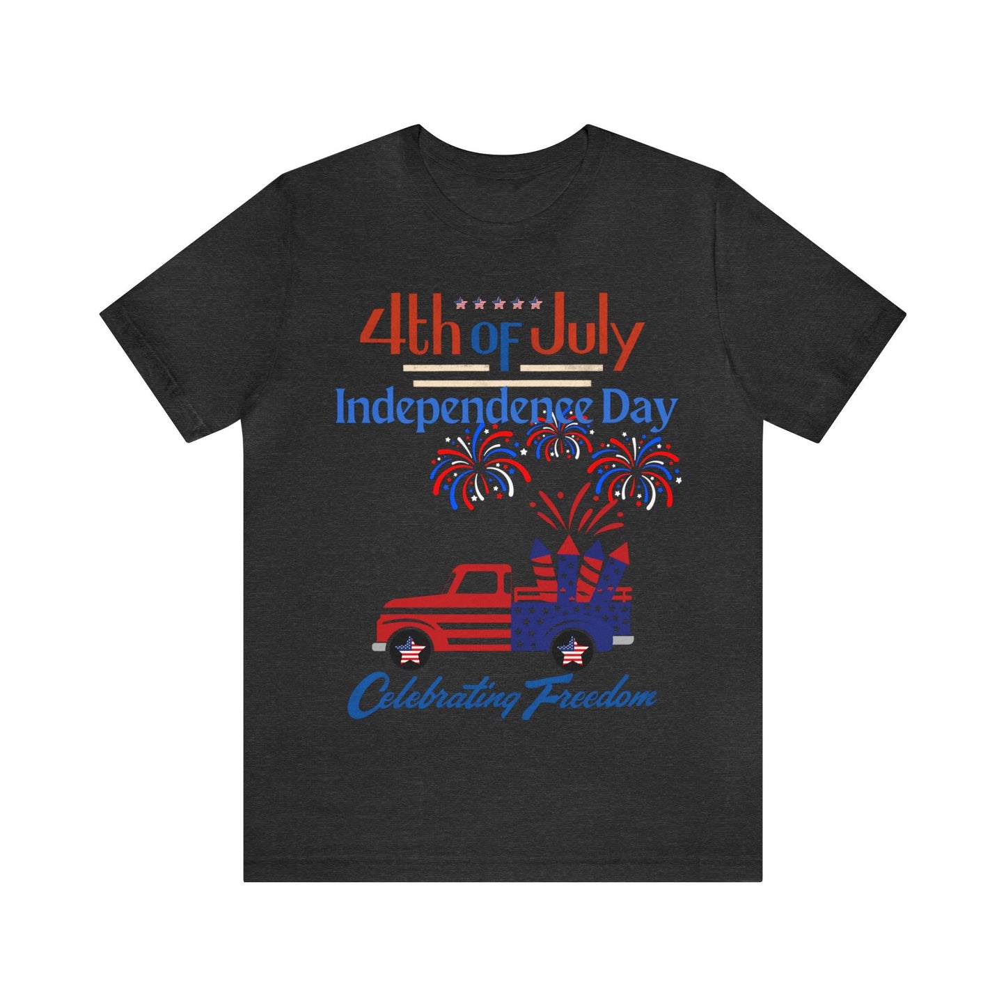 Celebrate Independence with our Patriotic Freedom Shirt! Men and Women's 4th of July Shirt featuring USA Flag, Fireworks, and Joyful Spirit!" - Giftsmojo