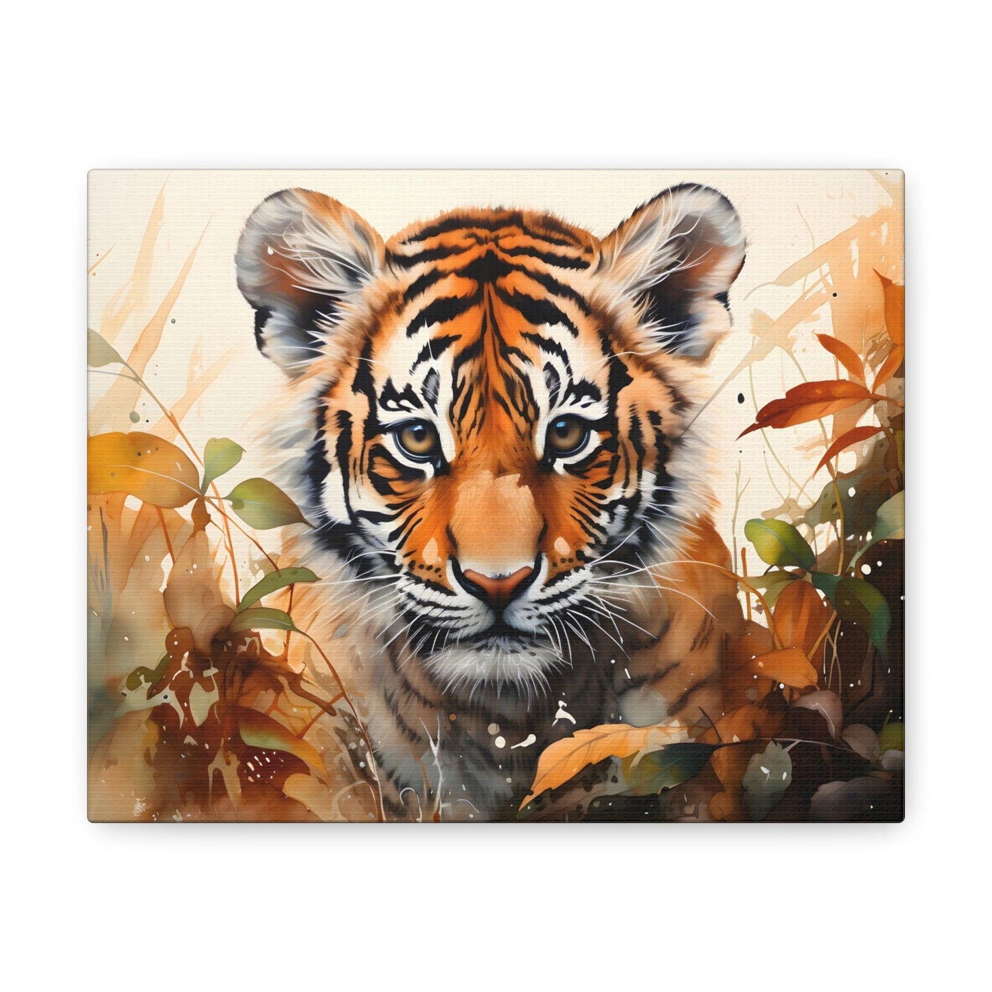 Watercolor Baby Tiger In Nature Art Canvas Gallery Wraps Tiger Print Large Canvas Art Animal Wall Art minimalist Wall Art Lover Gift - Giftsmojo