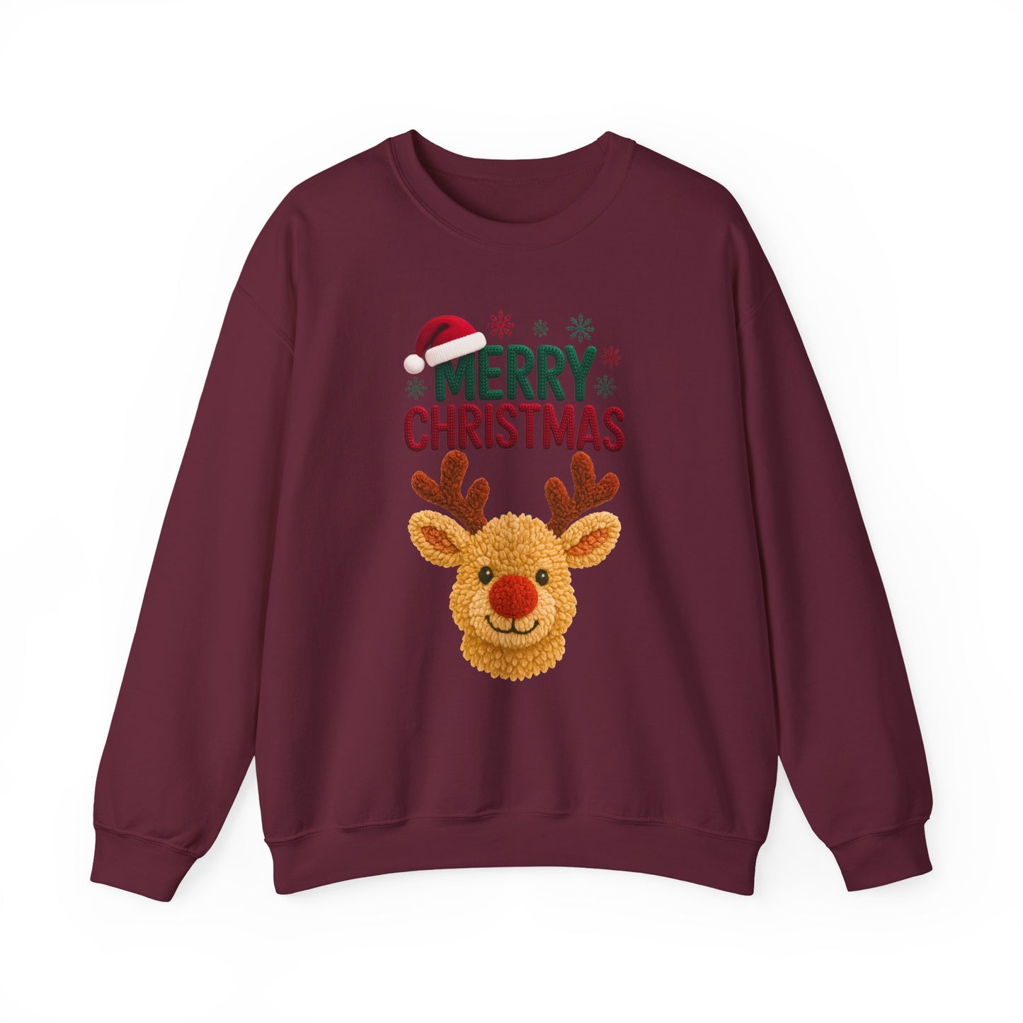 Santa Hat Reindeer Merry Christmas Sweatshirt