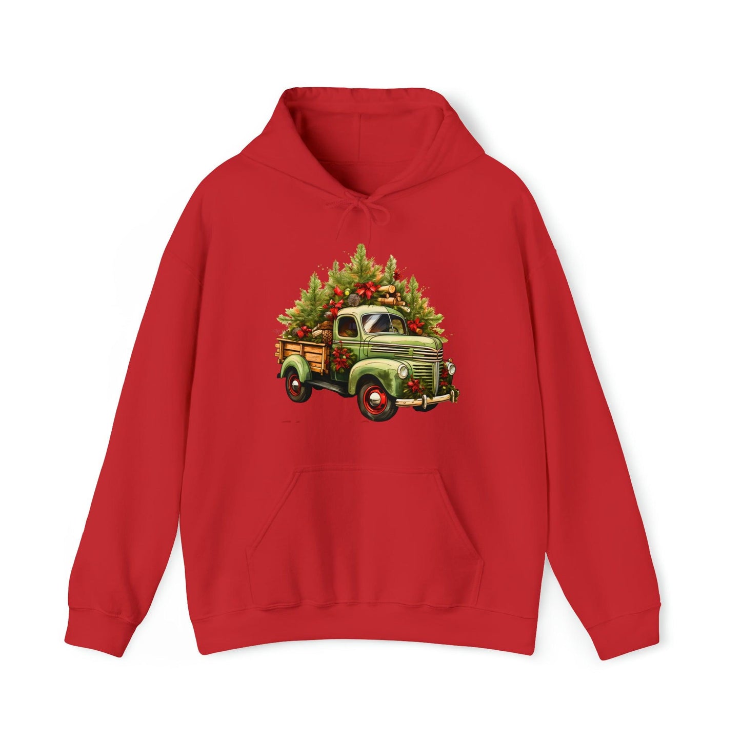 Christmas Tree Truck Hooded Sweatshirt Christmas Truck Sweatshirt Christmas Sweater Truck Pullover Christmas Tree Sweat Pine Tree Pullover - Giftsmojo