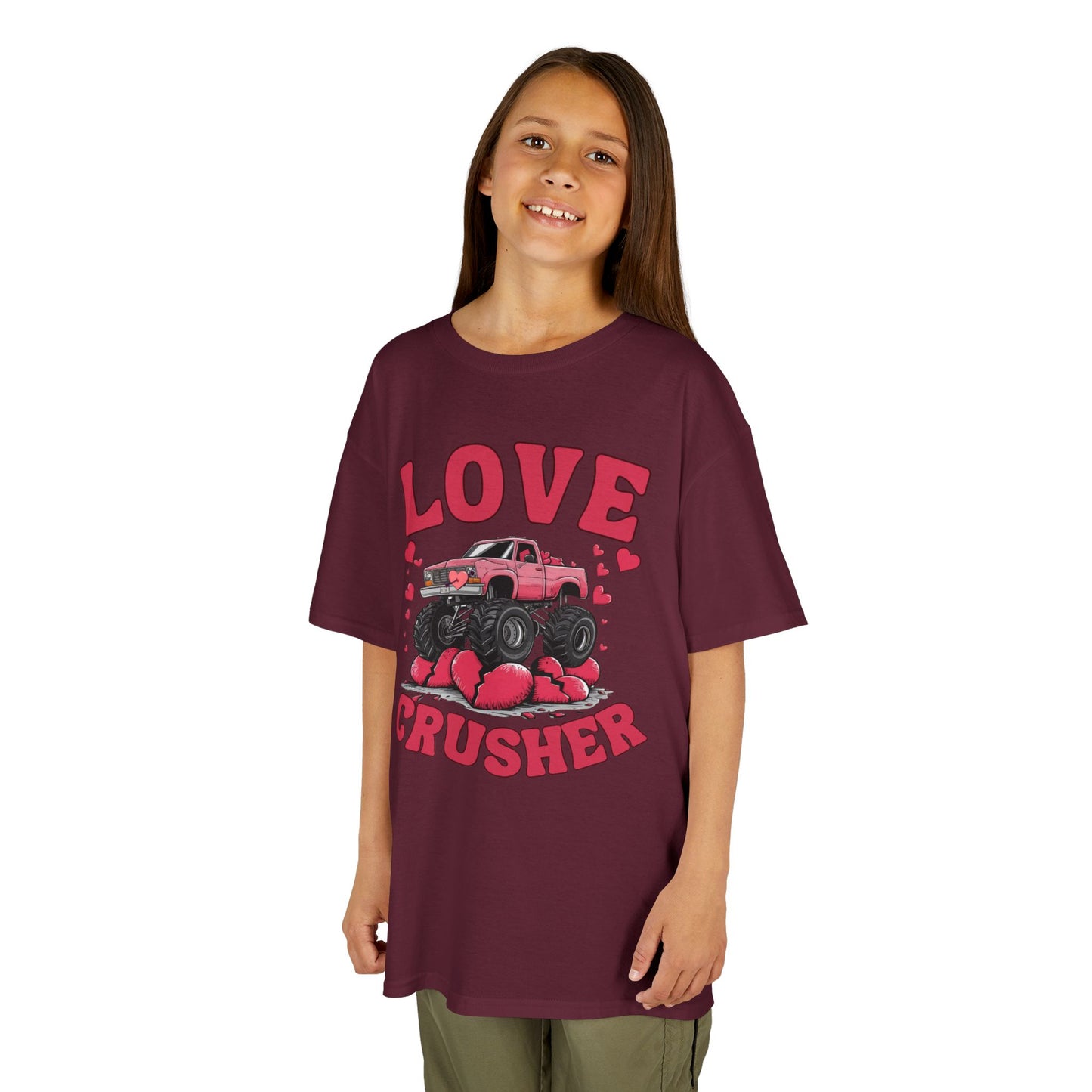 Funny Valentine Graphic Kids Tee - Love Crusher