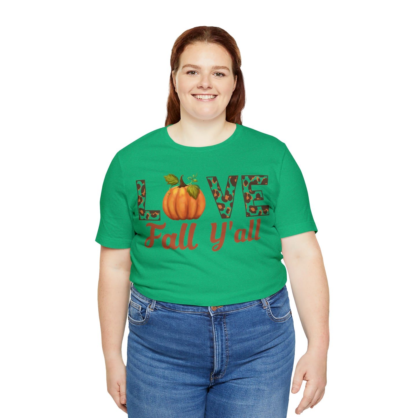 Leopard Print Love Fall Y'all Shirt, Pumpkin Shirt, Fall Shirt for Fall Lover, Fall gift