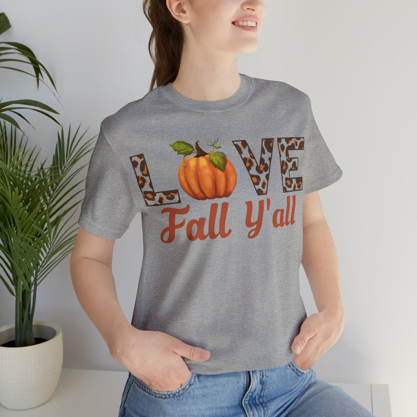 Leopard Print Love Fall Y'all Shirt, Pumpkin Shirt, Fall Shirt for Fall Lover, Fall gift - Giftsmojo