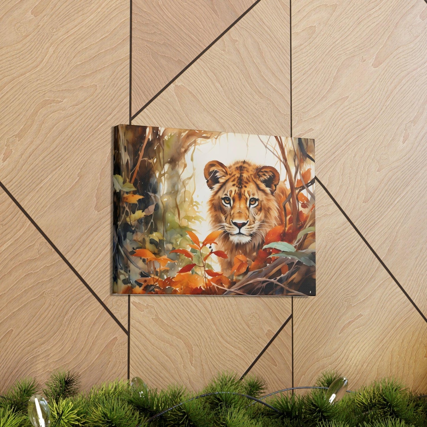 Watercolor Baby Lion In Nature Art Canvas Gallery Wraps Baby Lion Print Large Canvas Art Animal Wall Art minimalist Wall Art Lover Gift - Giftsmojo