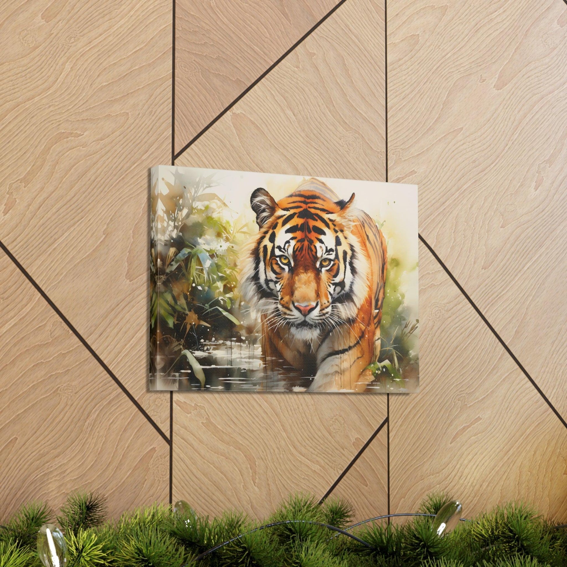 Watercolor Tiger In Nature Art Canvas Gallery Wraps Tiger Print Large Canvas Art Animal Wall Art minimalist Wall Art Lover Gift - Giftsmojo