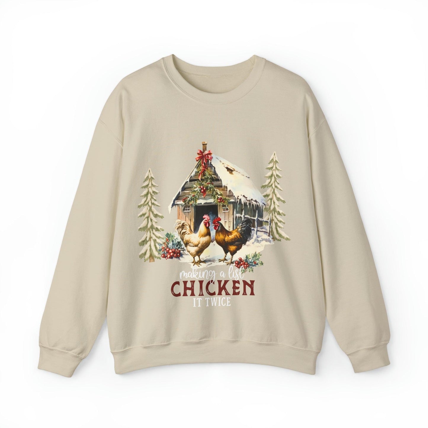 Making A List Chicken It Twice Christmas Sweatshirt Christmas on The Farm Sweatshirt Christmas Farm Sweatshirt Christmas Sweater Trendy Christmas Shirt Farmers - Giftsmojo